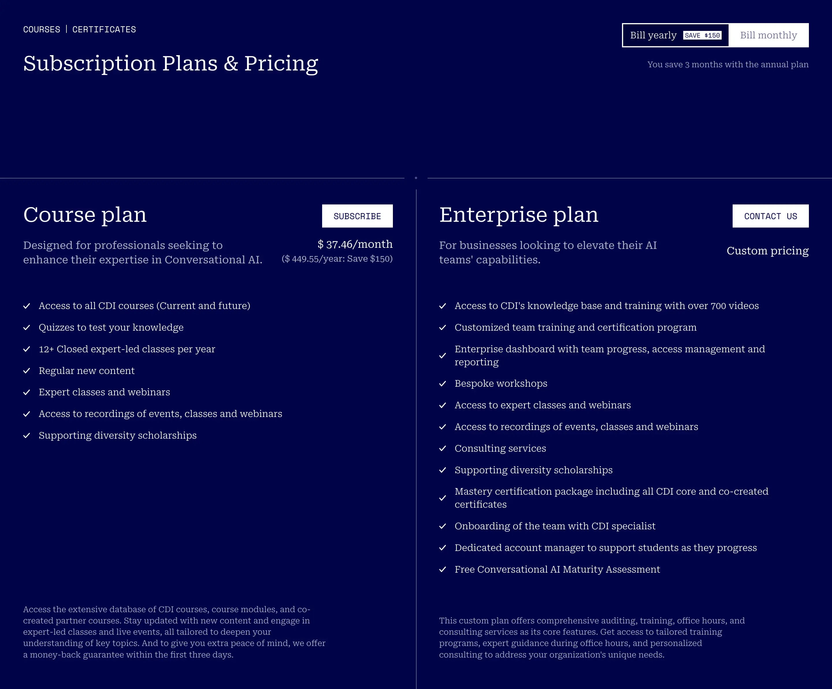 CDI Subscription Pricing Design