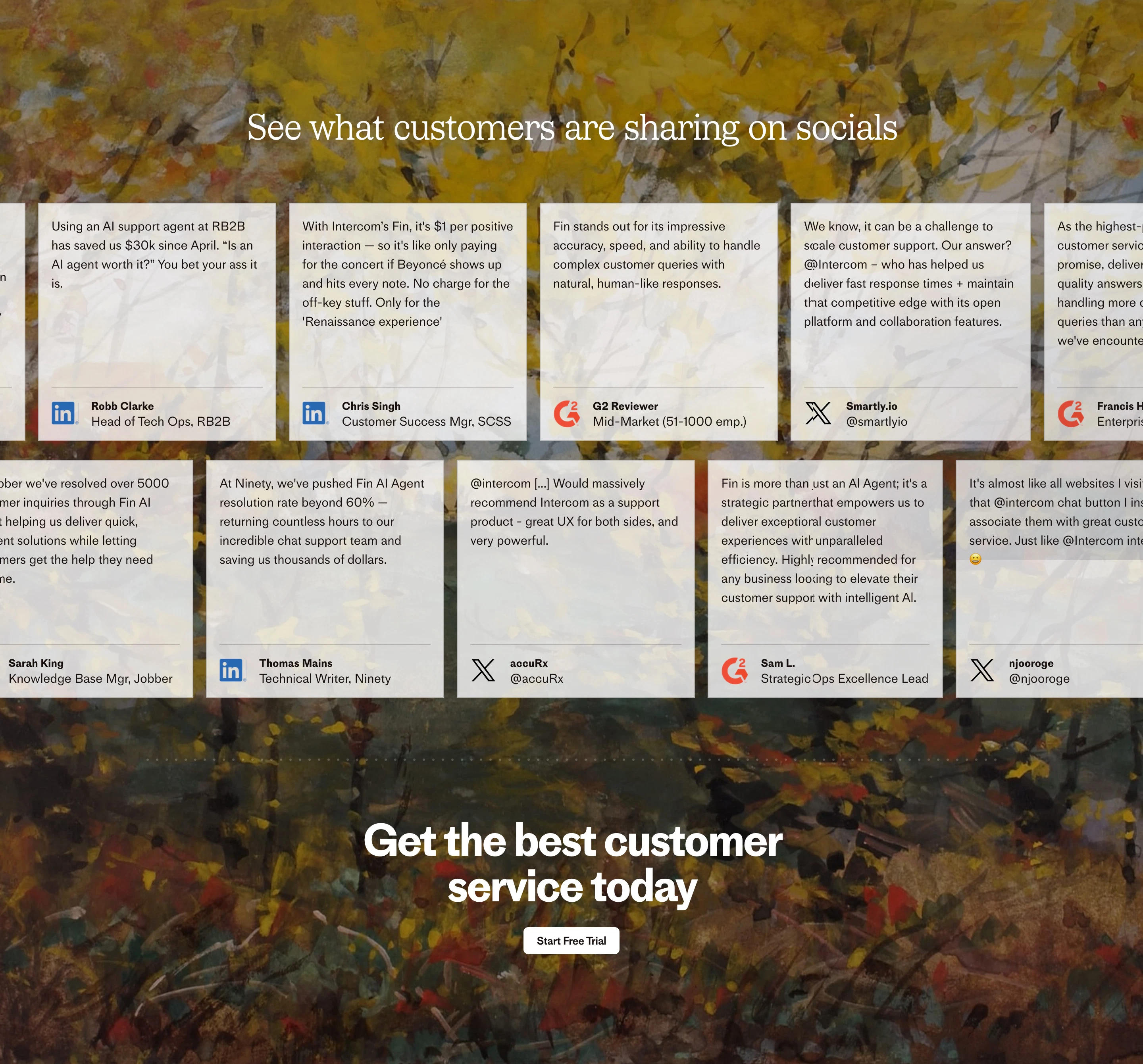 Intercom Customers Social Media Testimonial Sharing