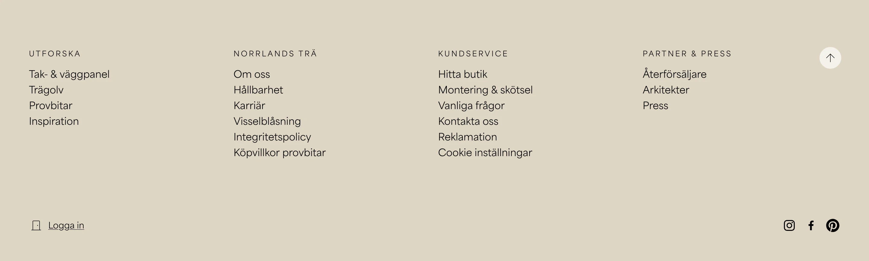 Norrlands Tra Navigation Footer Design