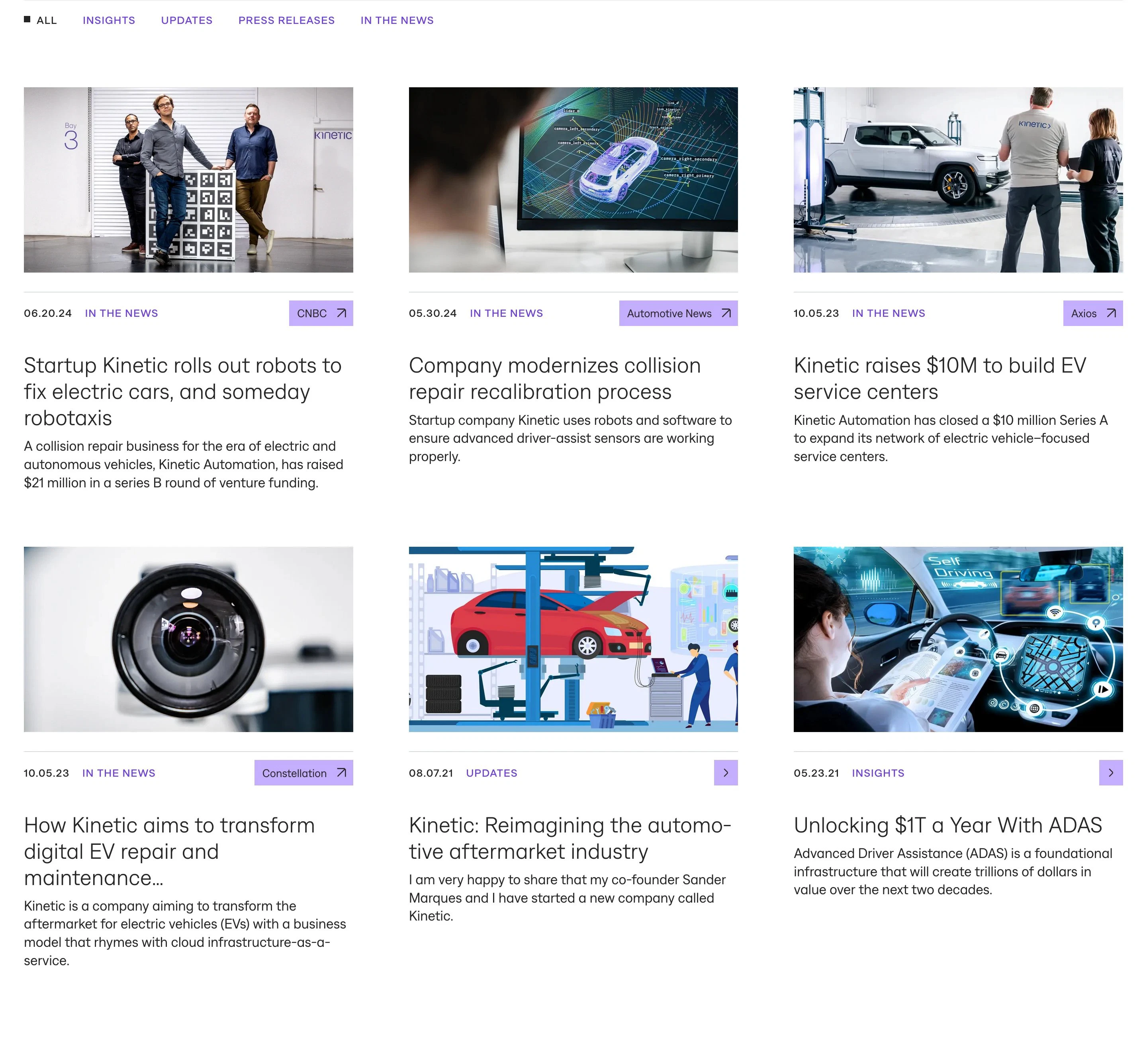 Kinetic News Page Section Blog Header