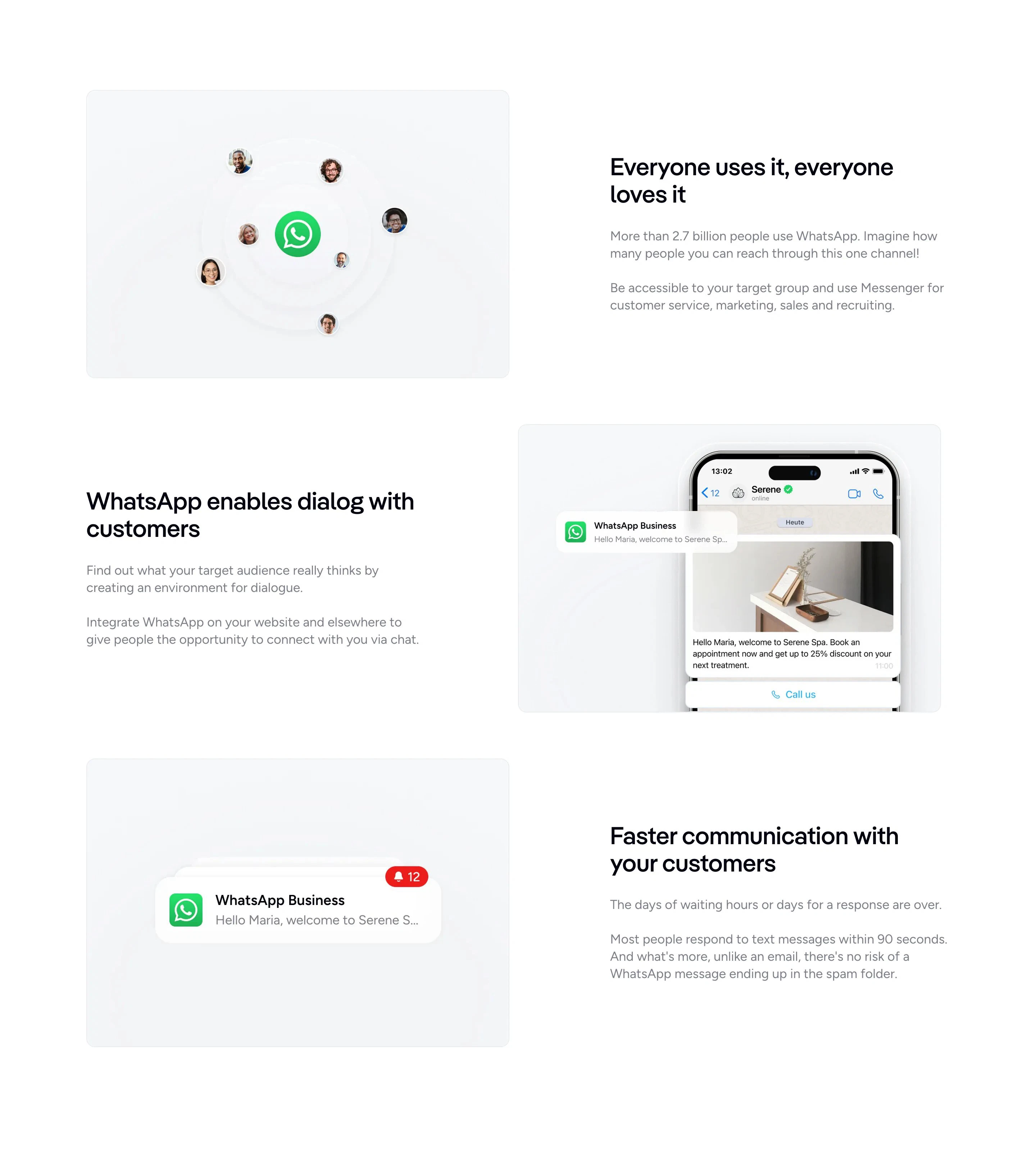 Superchat Business Page Section Features