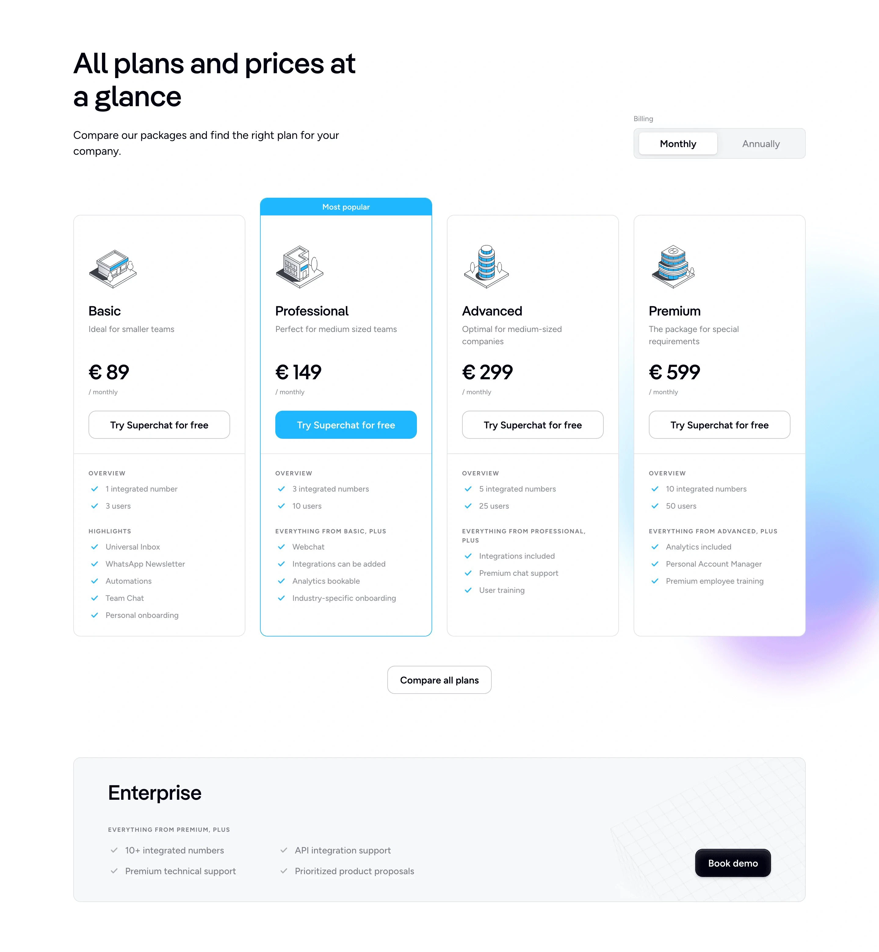 Superchat Pricing Page Section Pricing