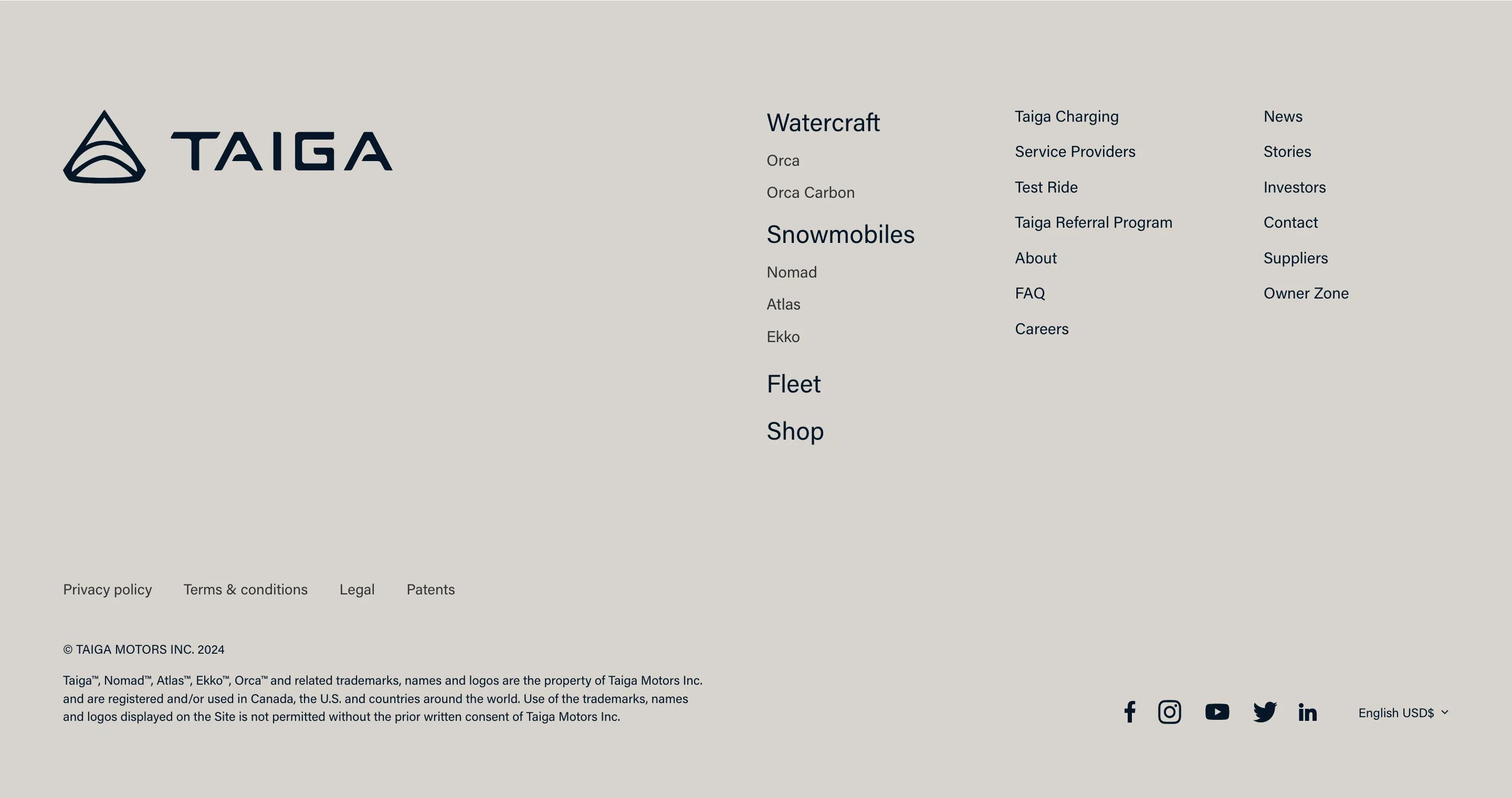 Taiga Home Page Section Footer