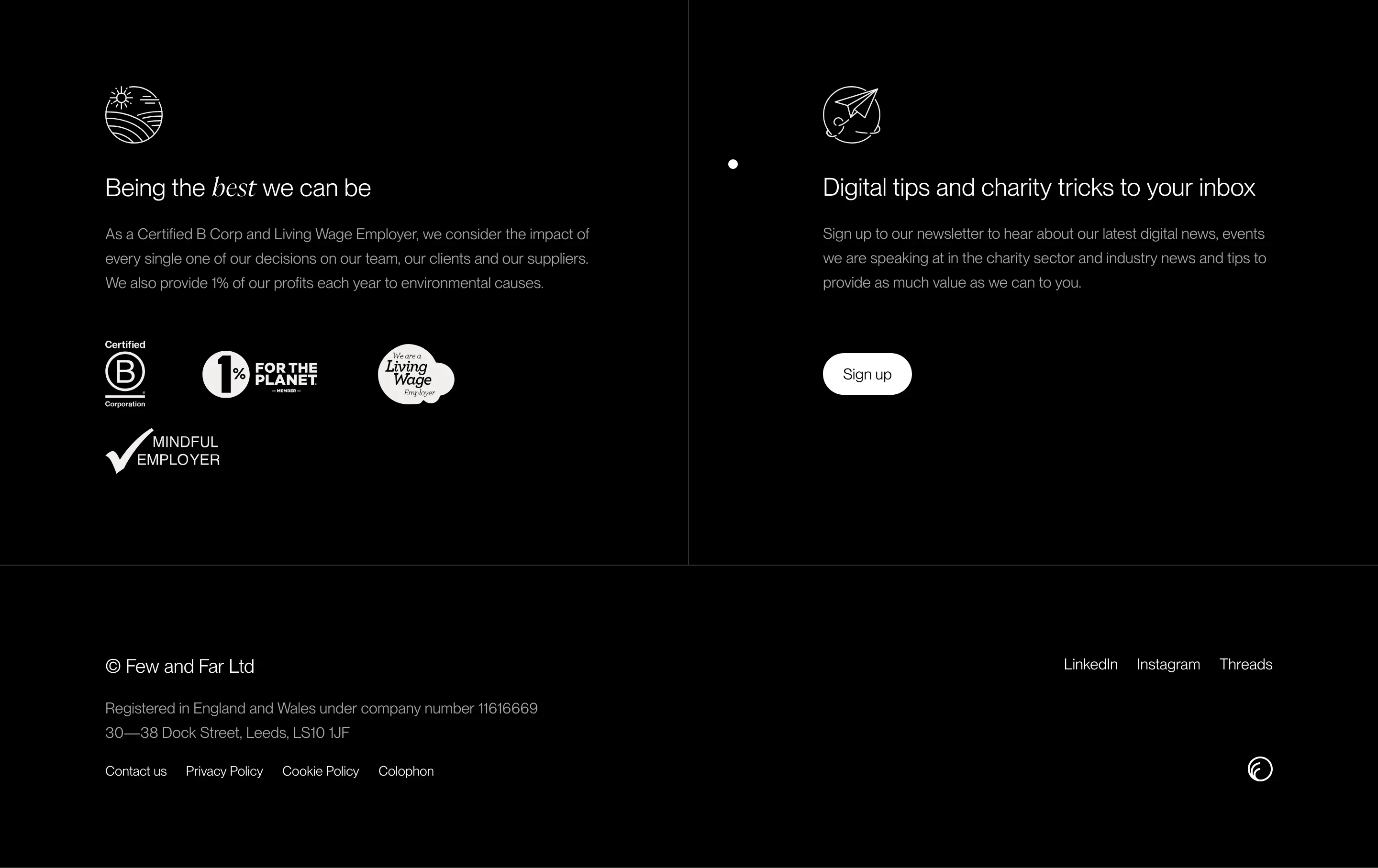 Few and Far Home Page Section Footer