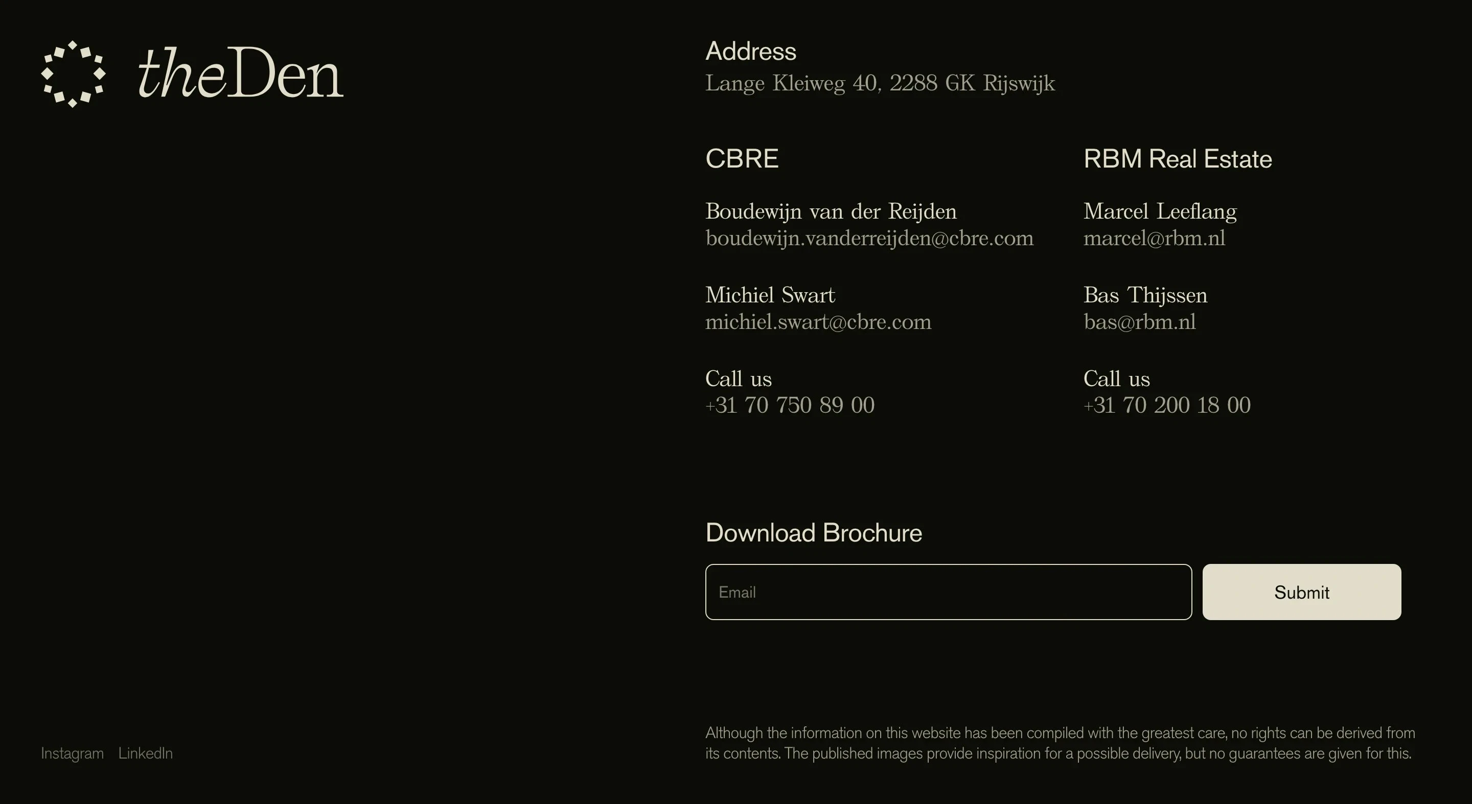 Den Home Page Section Footer