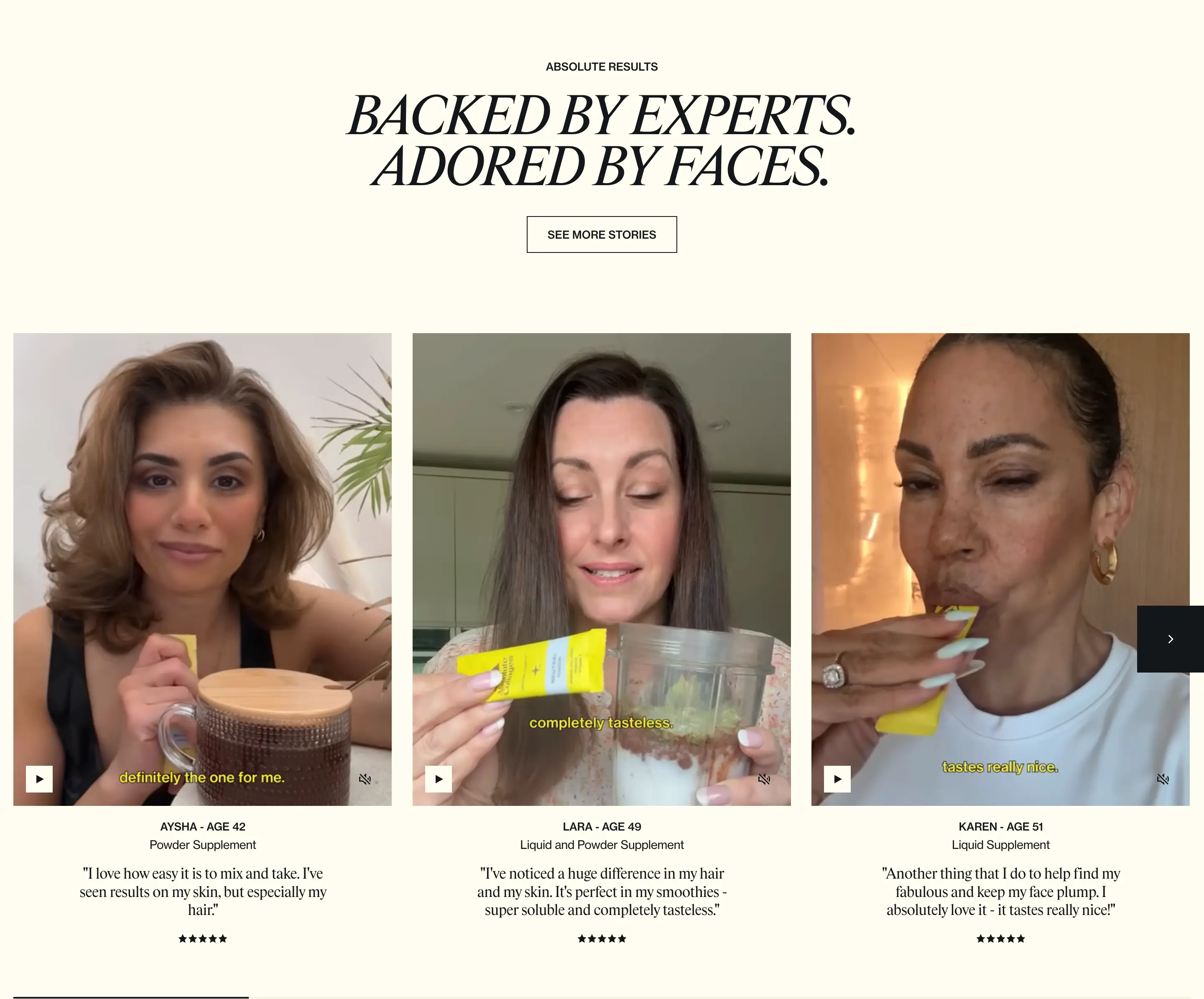 Absolute Collagen Customer Testimonial Design