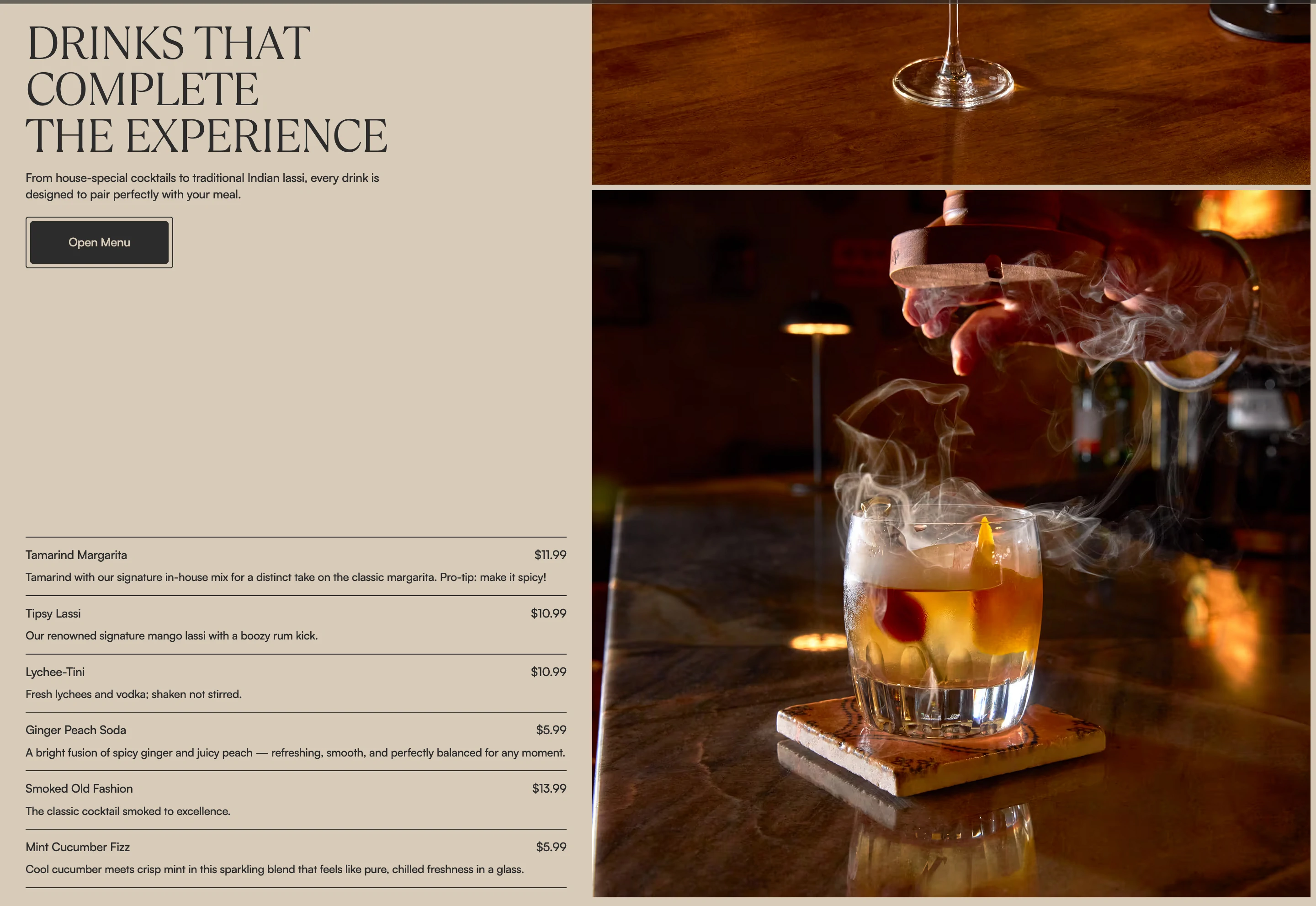 Amrit Palace Drink Pricing Design