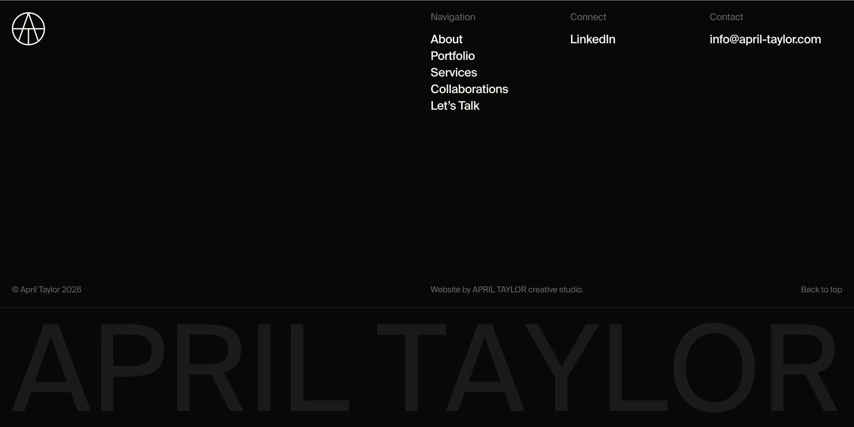 April Taylor Site Footer Design