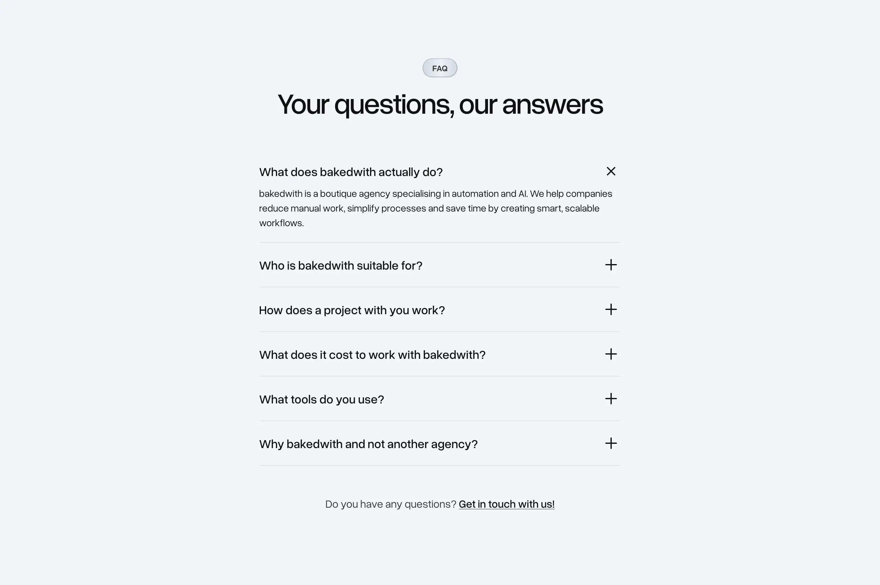 Bakedwith Common Queries Accordion List Design