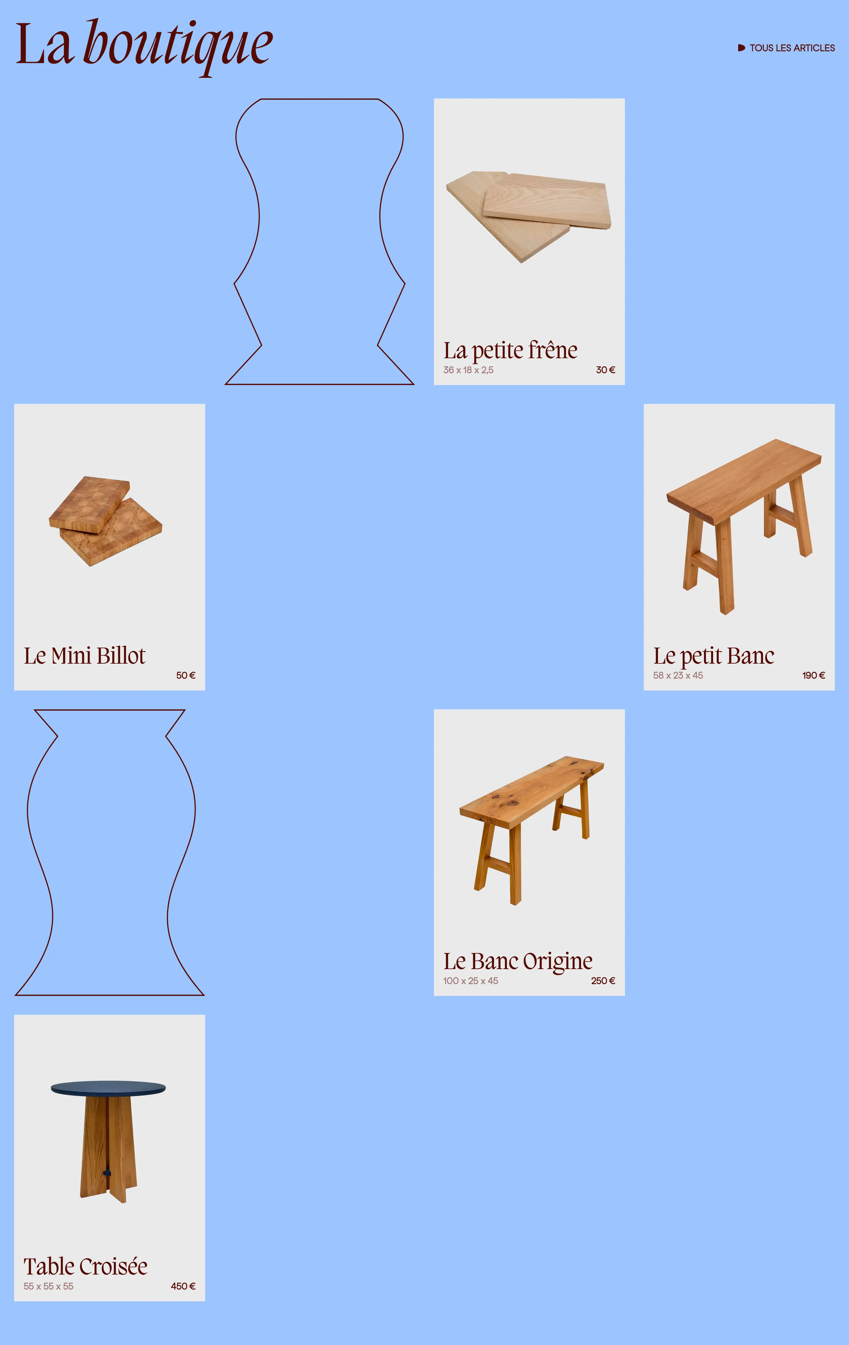 Caractere Bois Products Display Listing Design