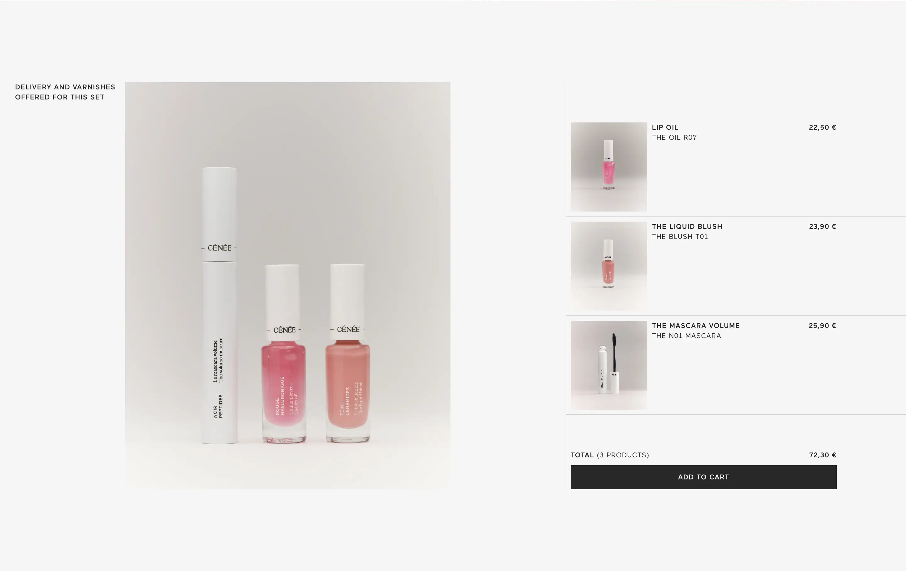 Cenee Product Options Order Summary Design