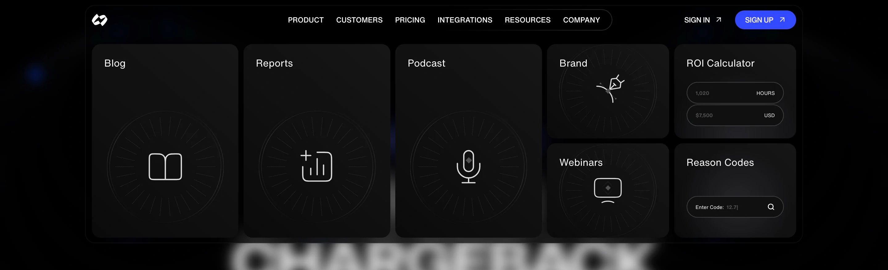 Chargeflow Resource Mega Menu Design