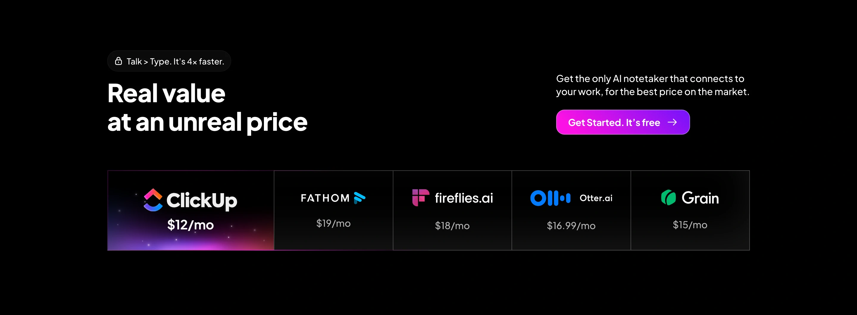 ClickUp Value Comparison Pricing Design