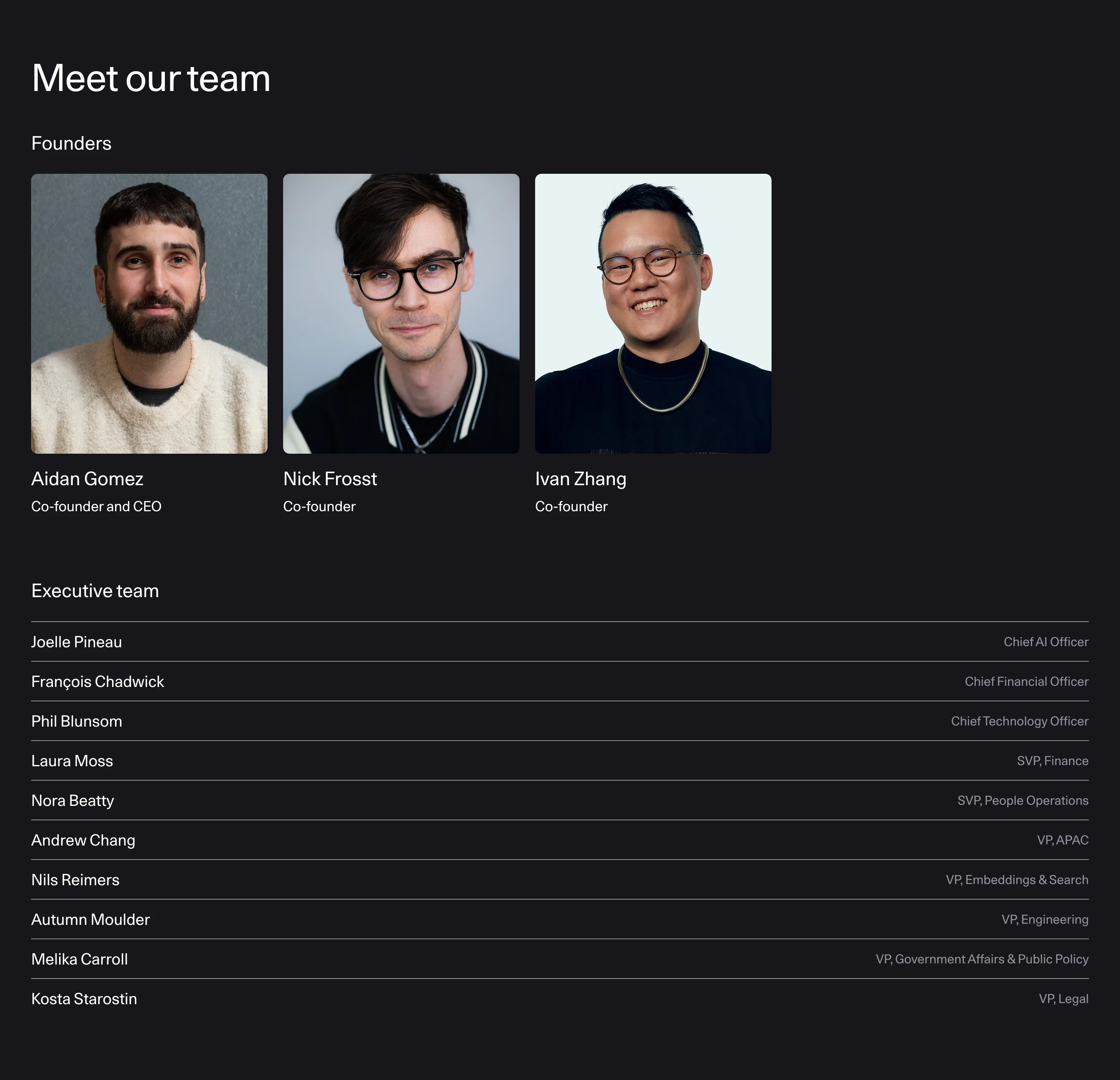 Cohere Founders Team Design