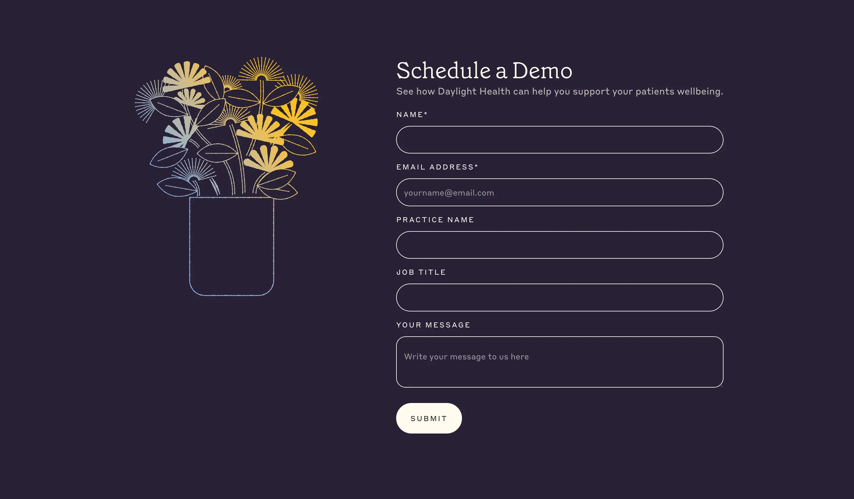 Daylight Support Request Contact Form Design