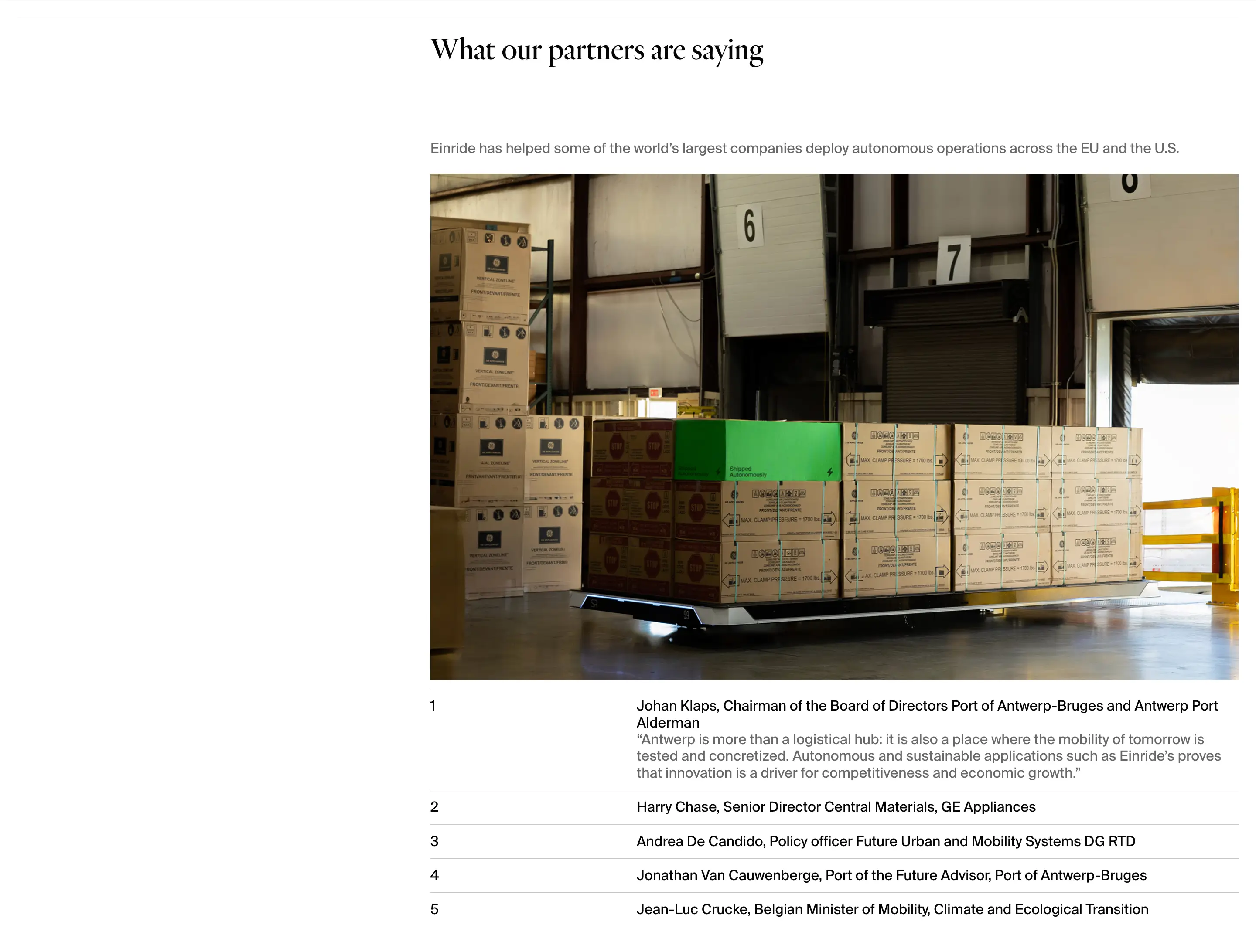 Einride Partner Testimonial Design