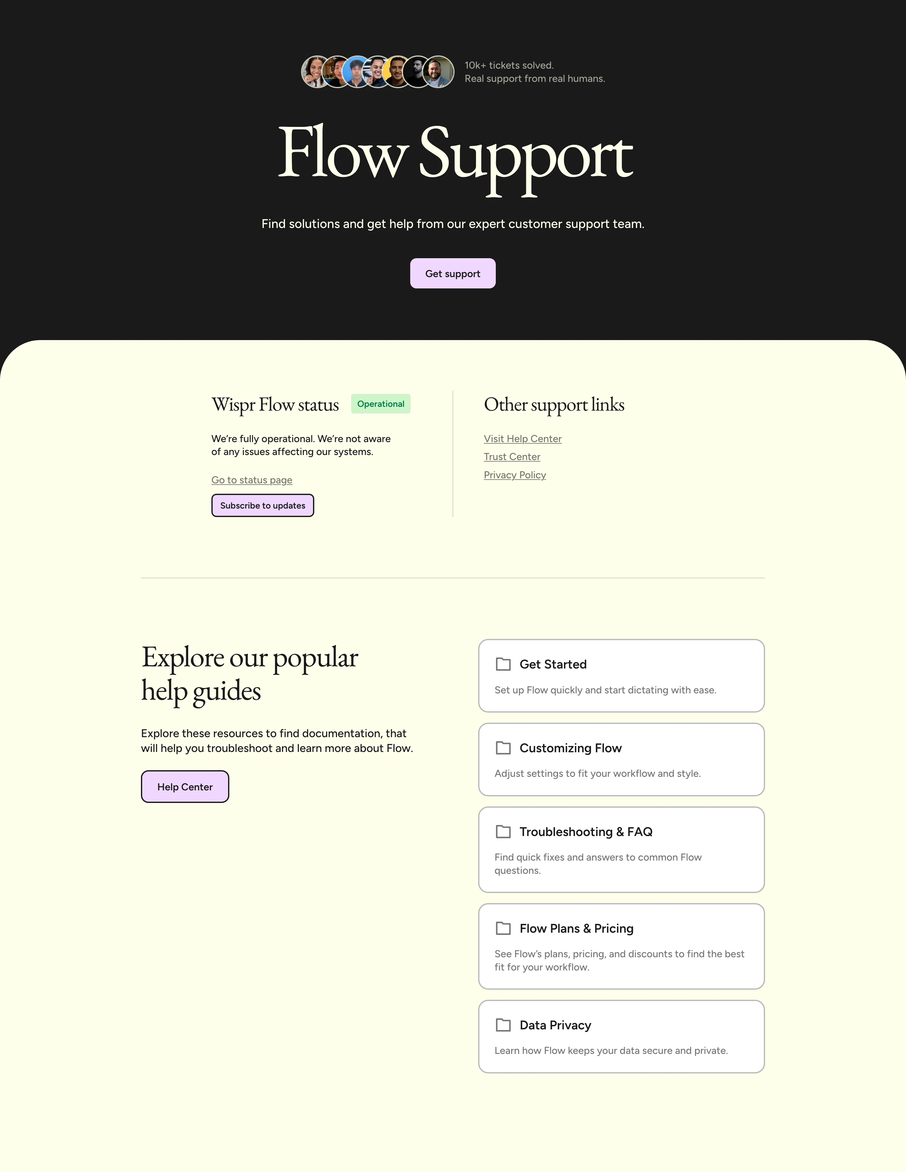 Flow Customer Support Contact Design