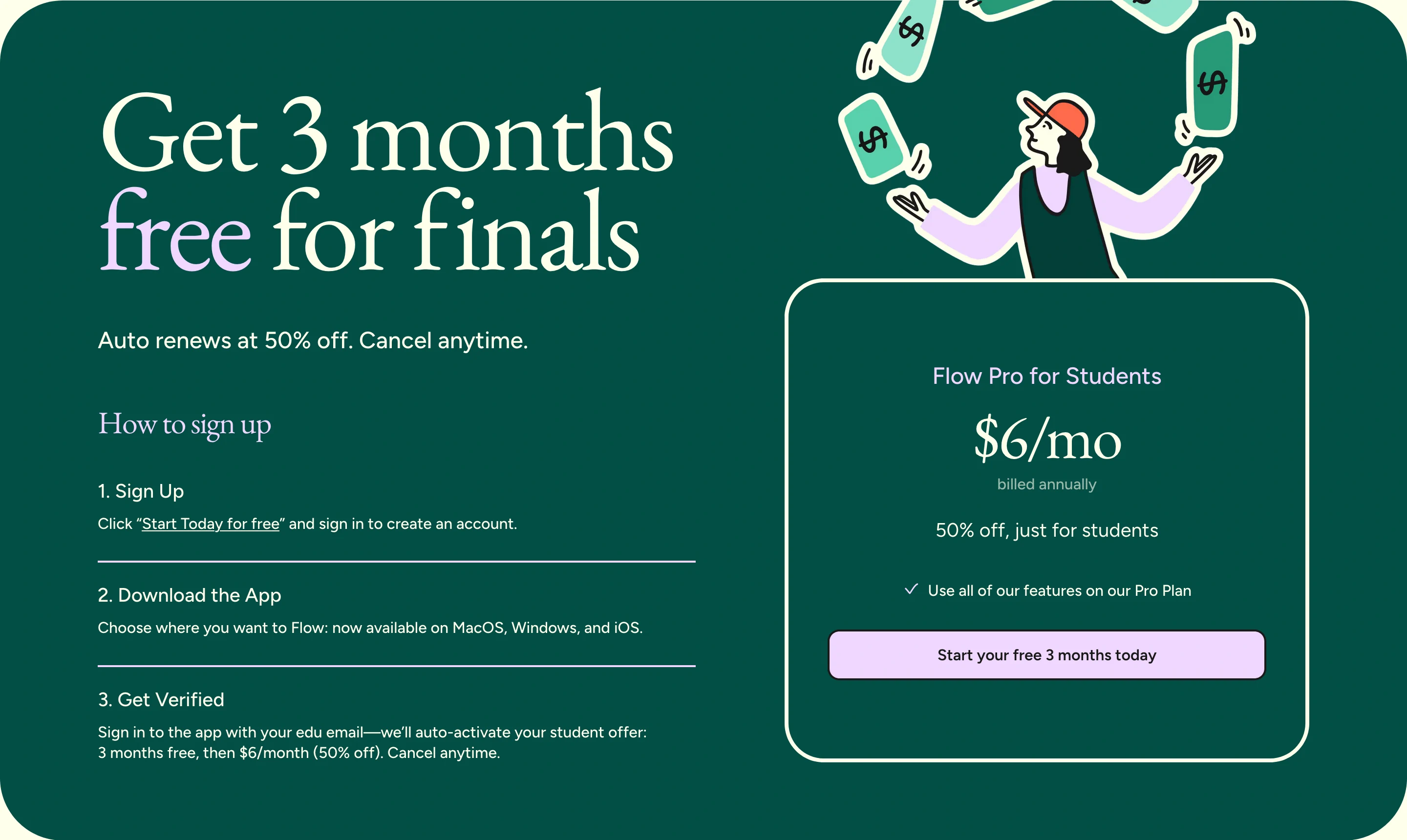 Flow Student Discount Pricing Design