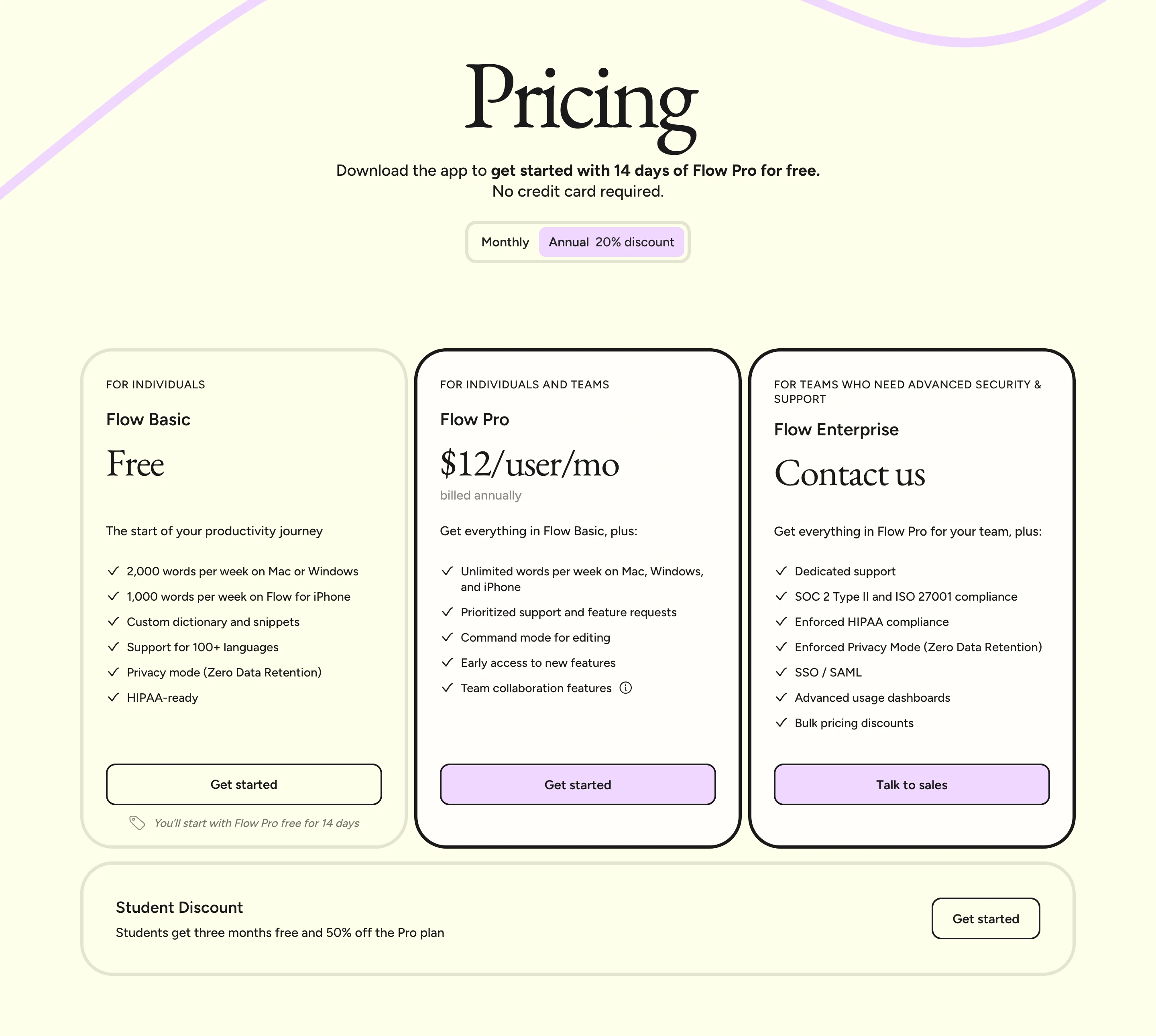 Flow Subscription Pricing Design