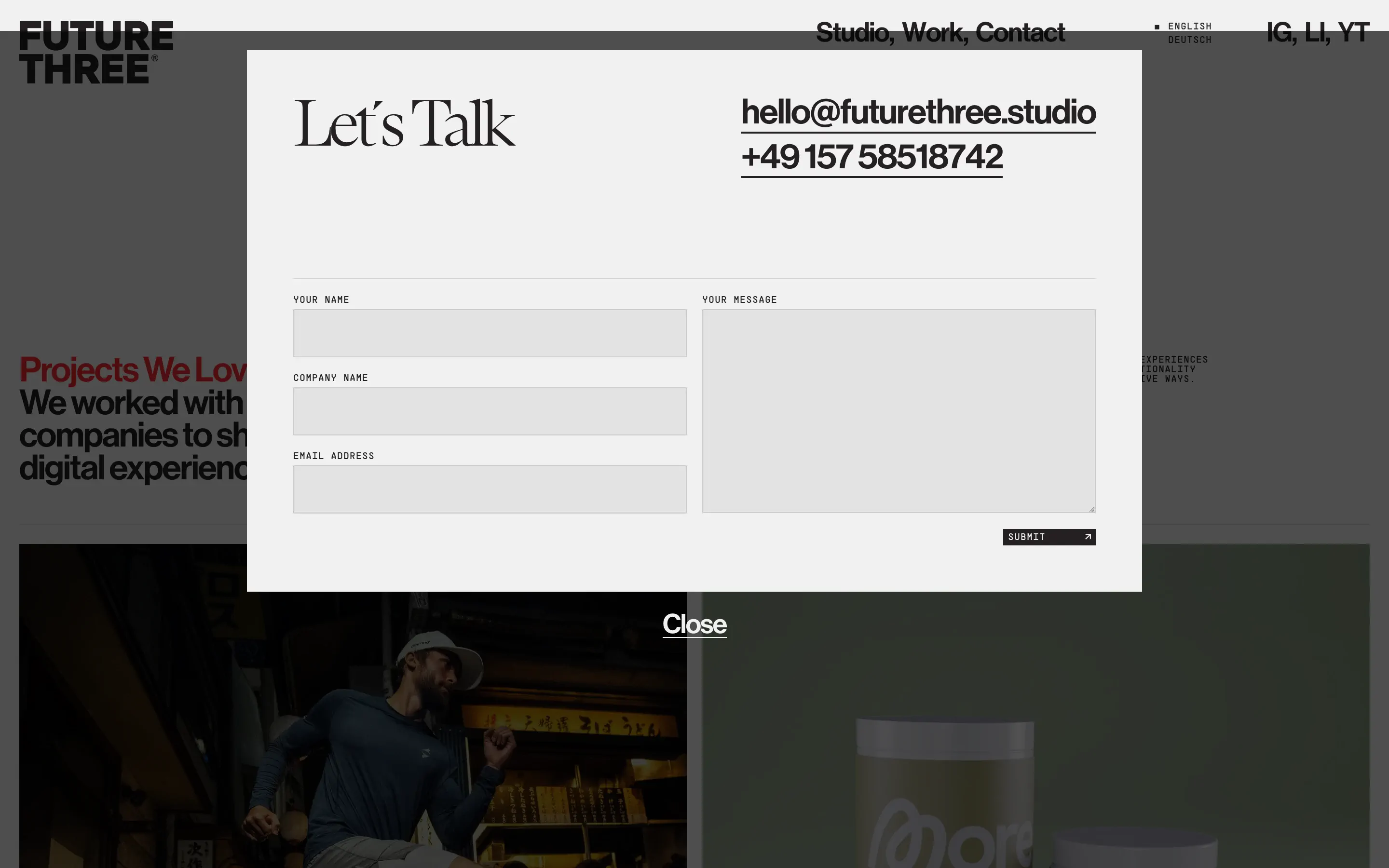 Future Three Inquiry Contact Design