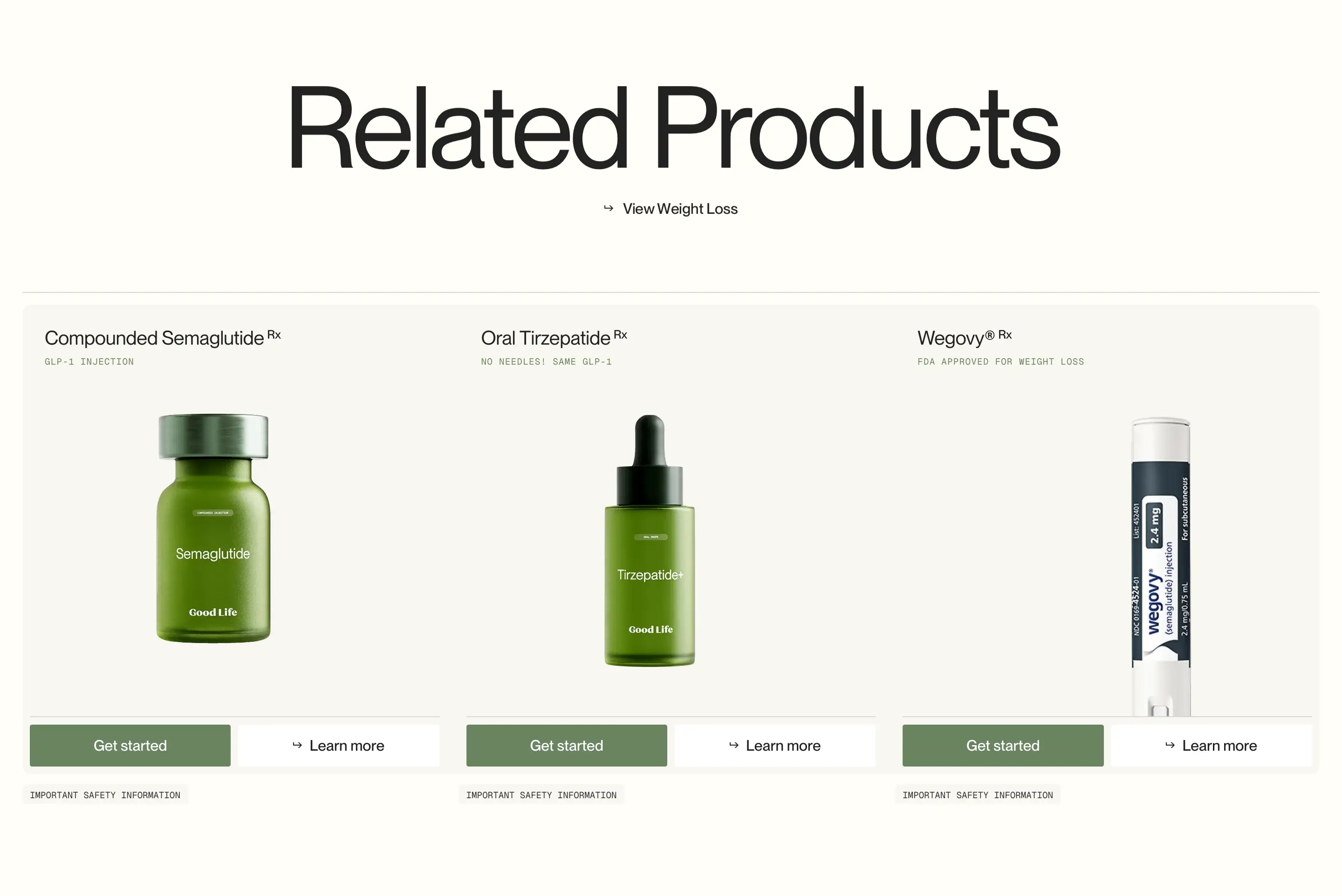 Good Life Product Comparison Listing Design