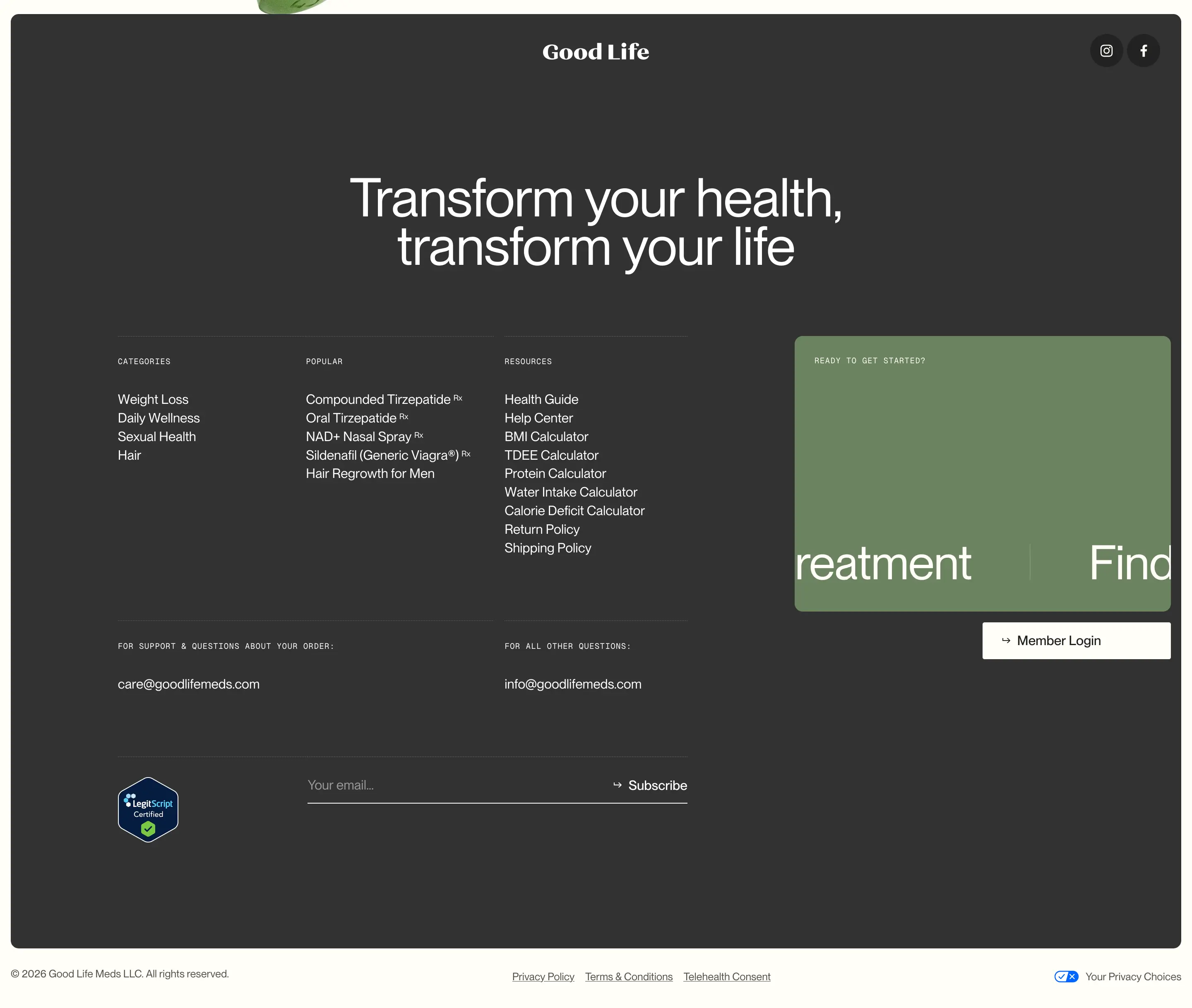 Good Life Site Navigation Footer Design
