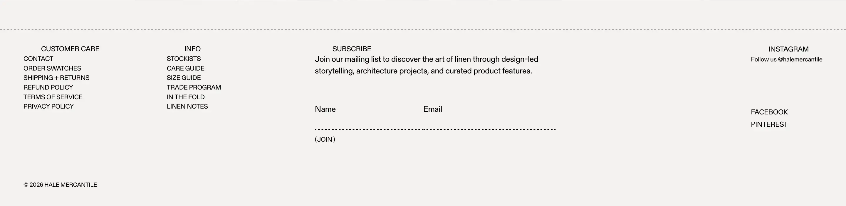 Hale Mercantile Company Footer Design