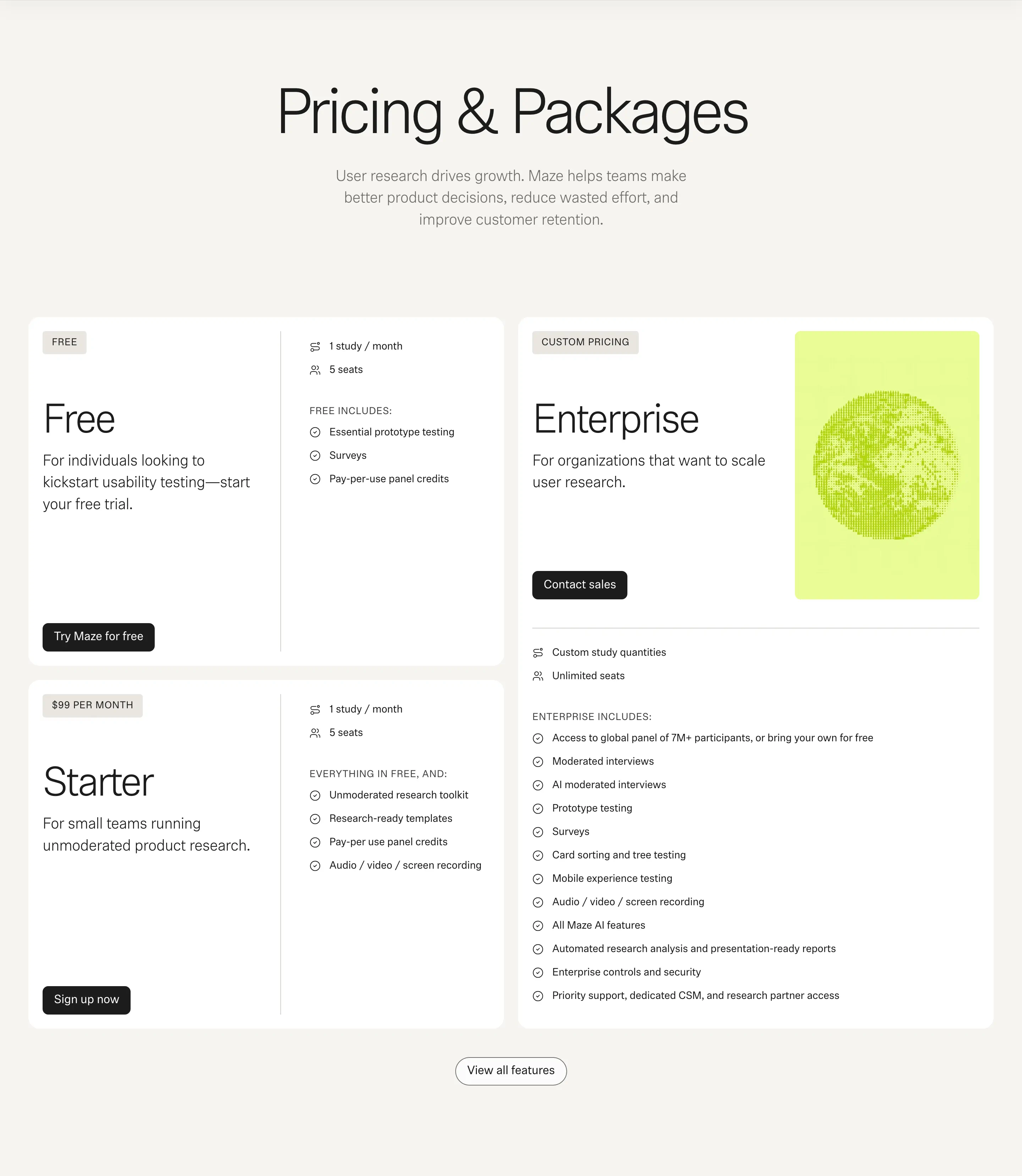 Maze Product Tier Pricing Design