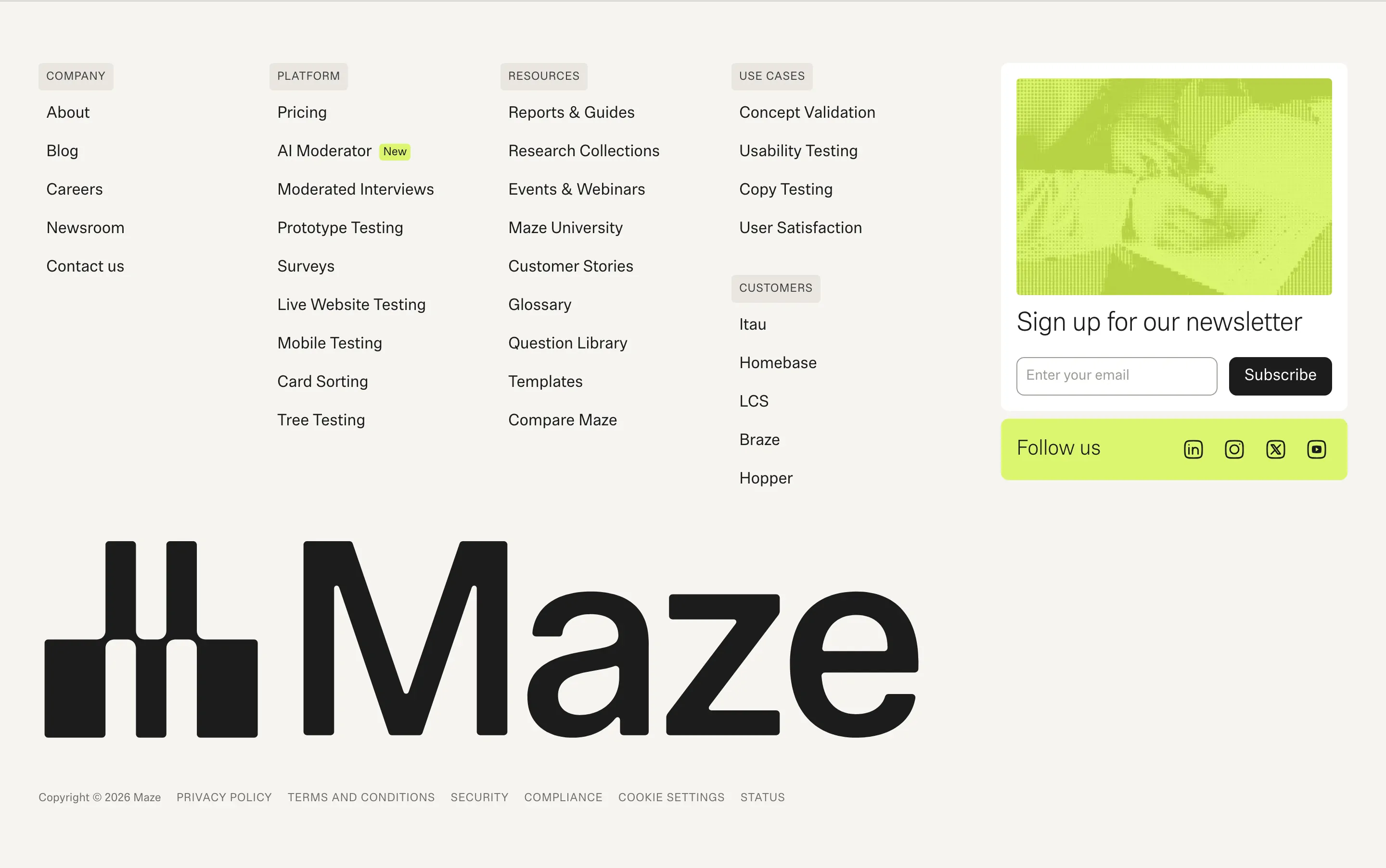 Maze Site Navigation Footer Design