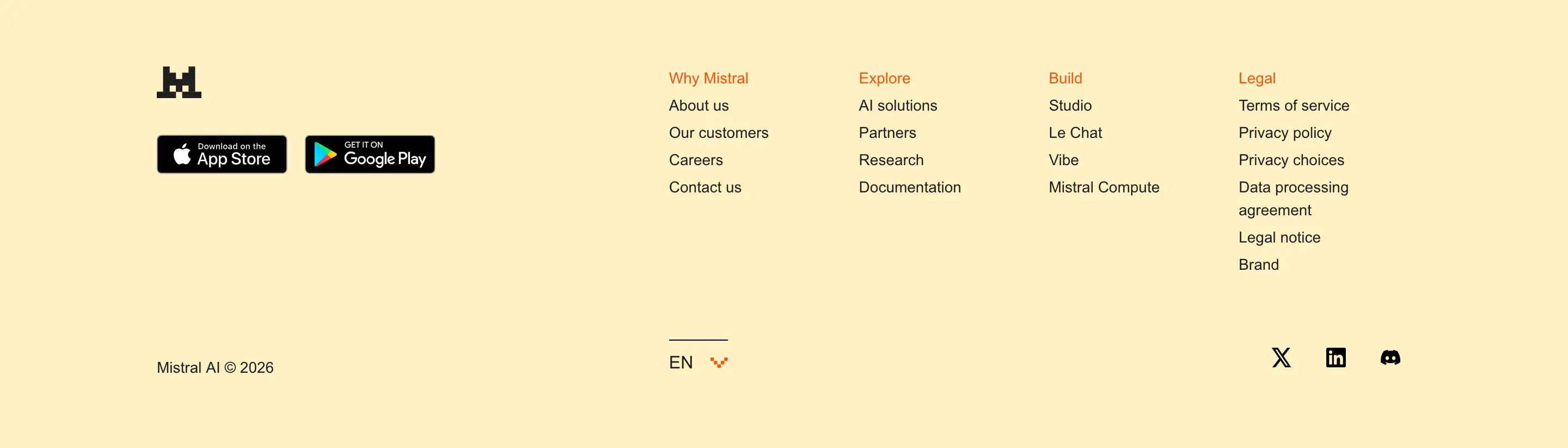 Mistral Navigation Links Page Bottom Design
