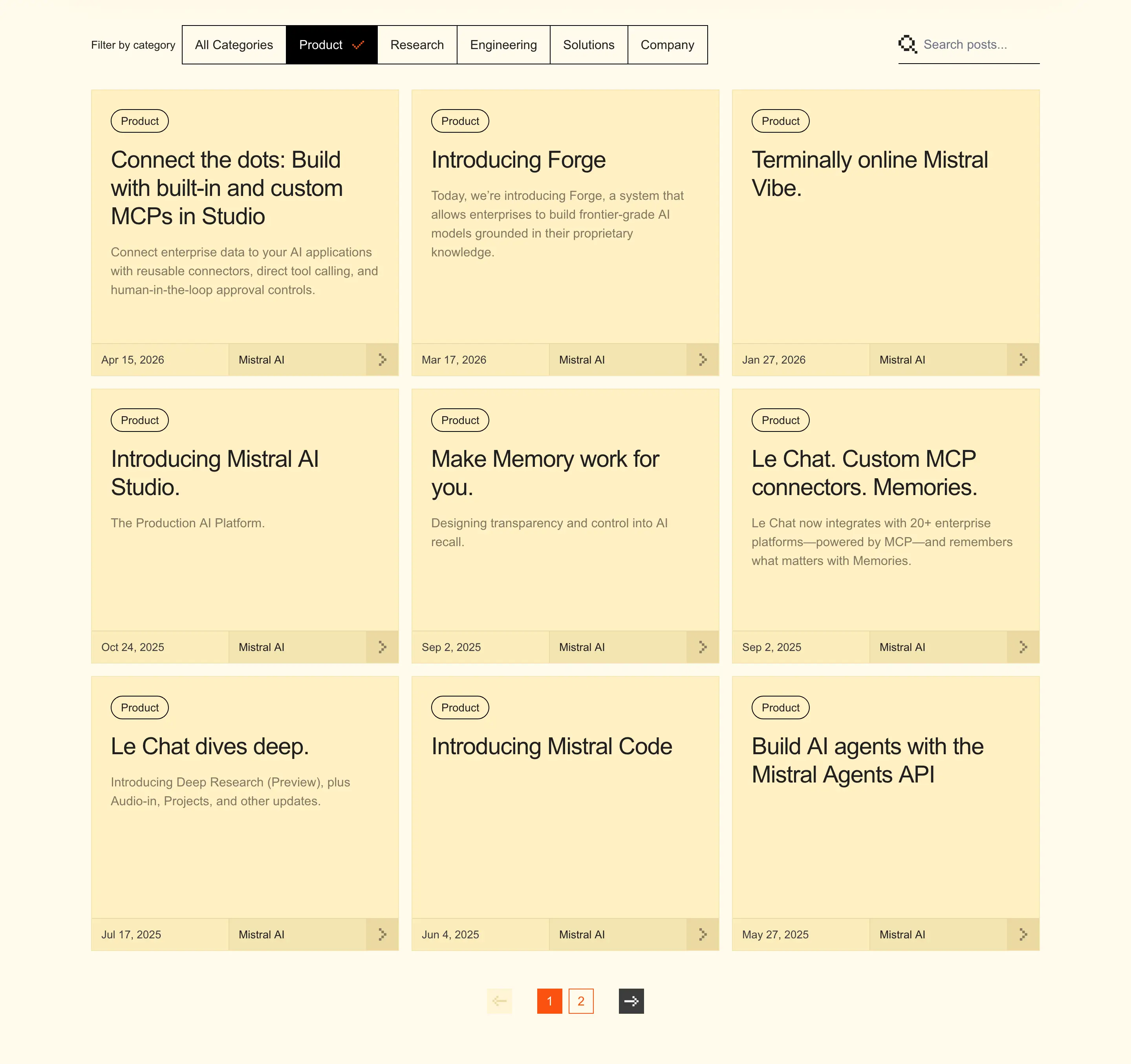 Mistral Product Updates Article Grid Design