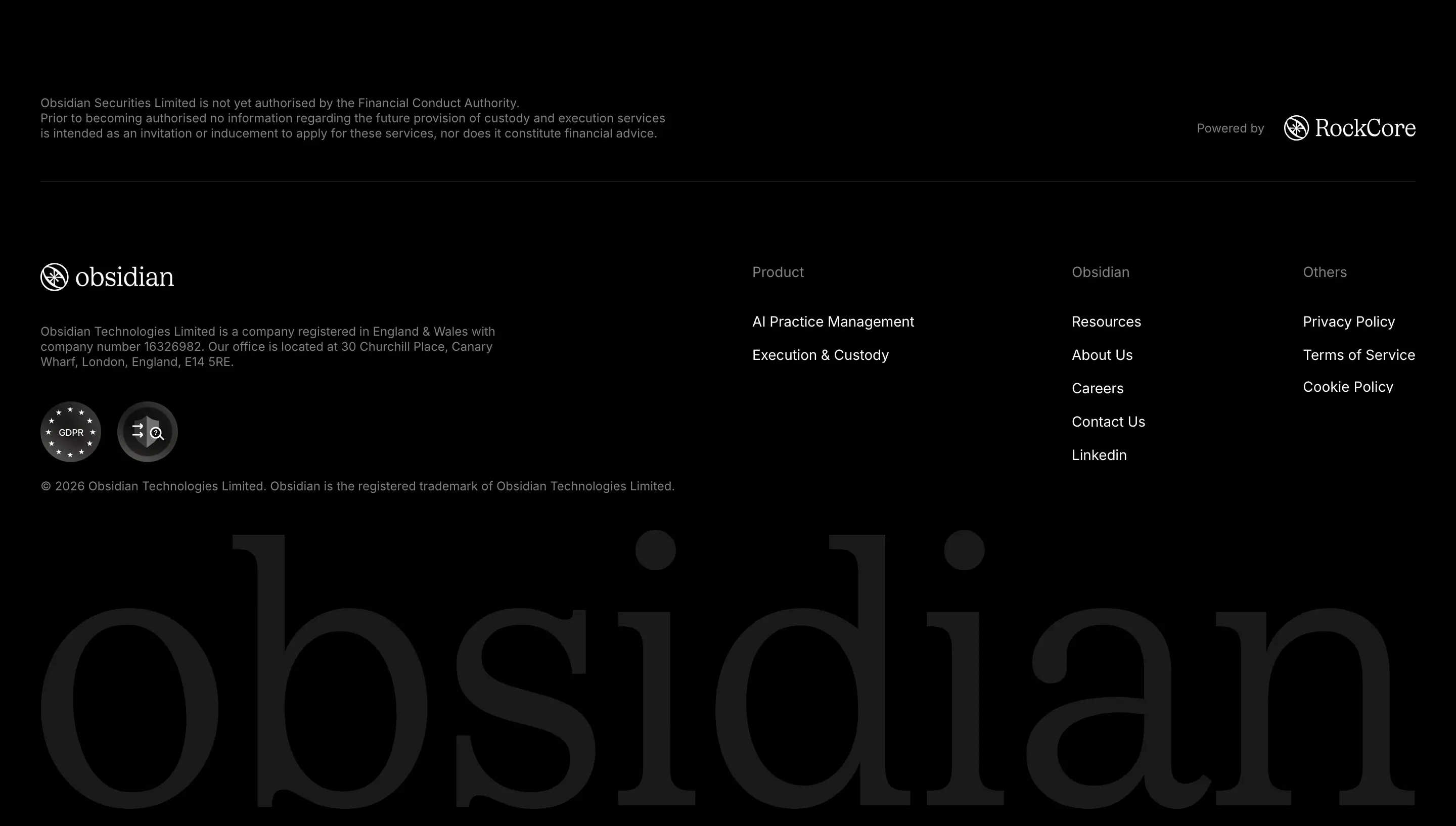 Obsidian Company Info Footer Design