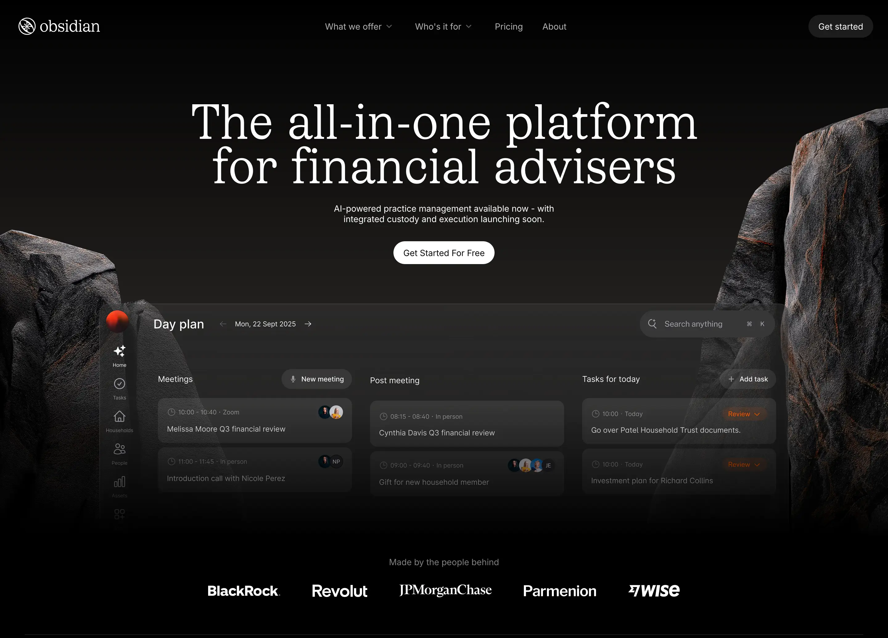 Obsidian Financial Management Hero Design