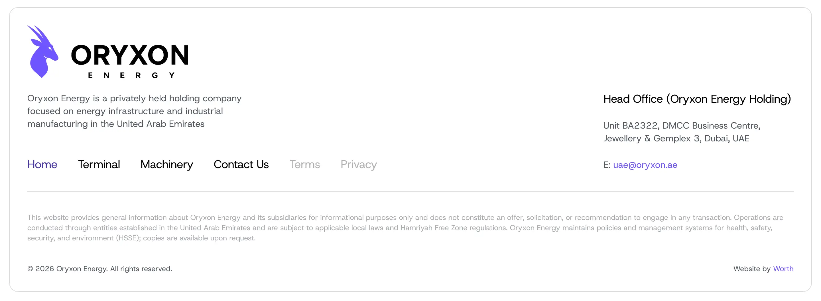 Oryxon Corporate Footer Design