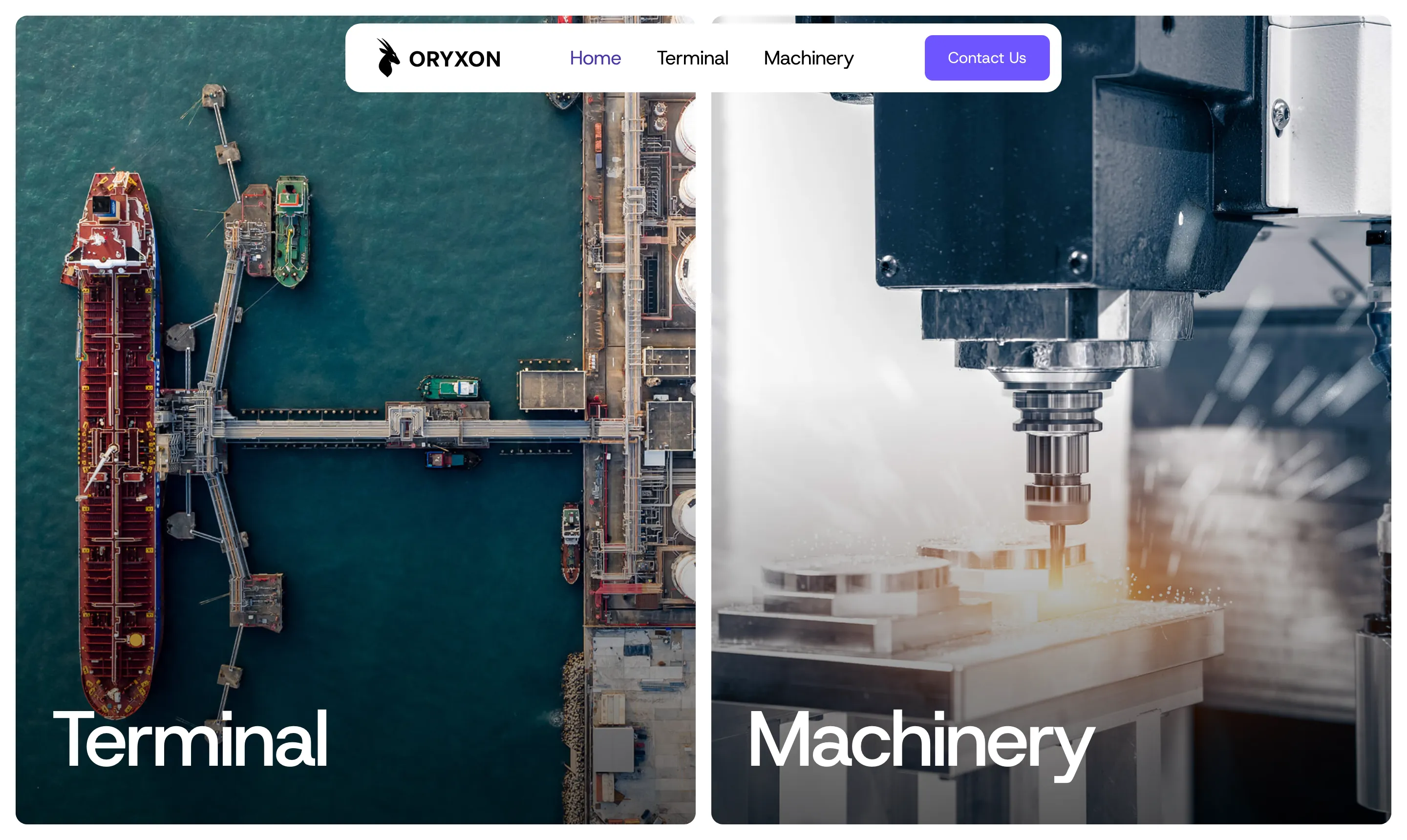 Oryxon Main Navigation Hero Design