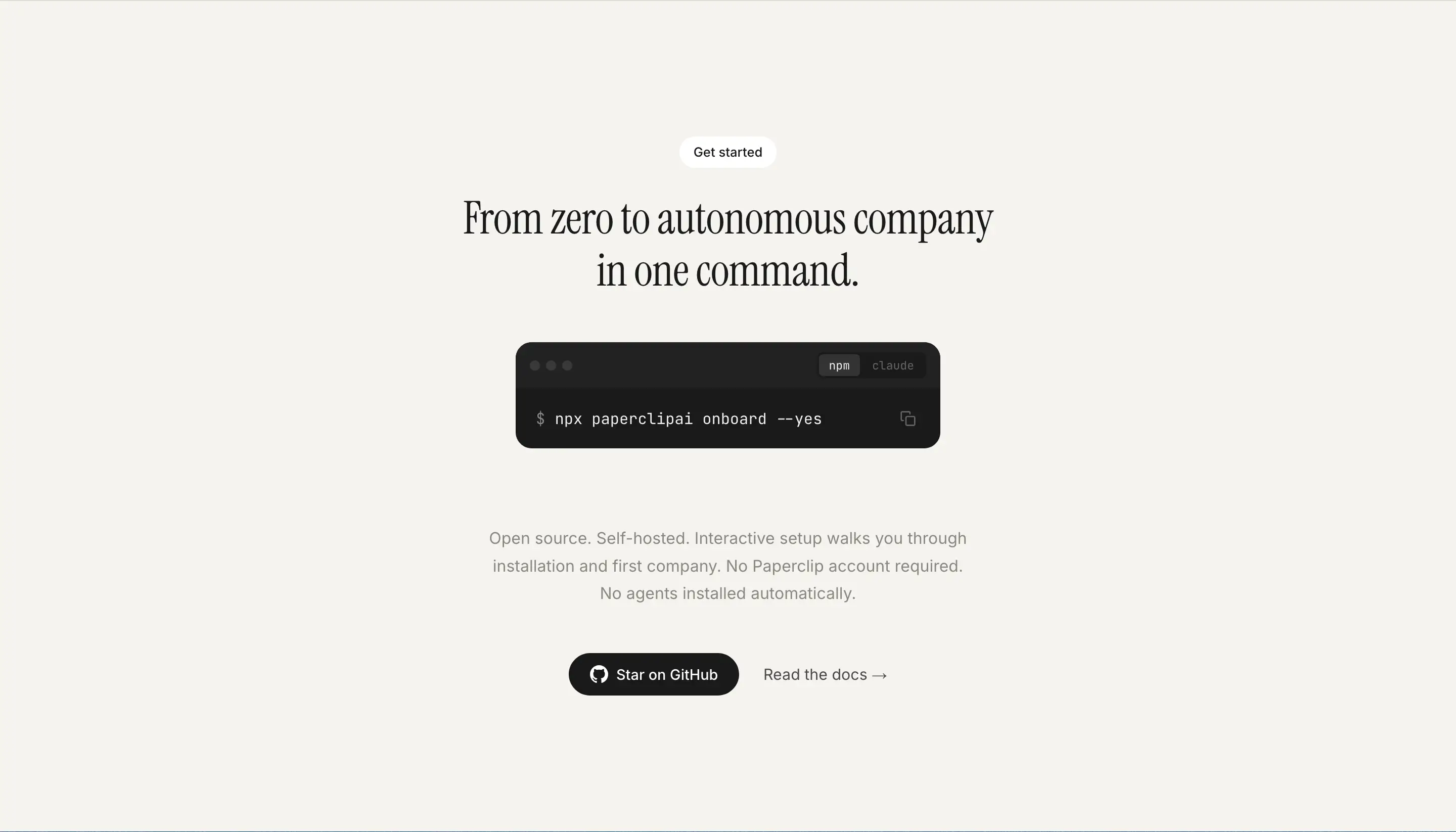 Paperclip AI Company Hero Design
