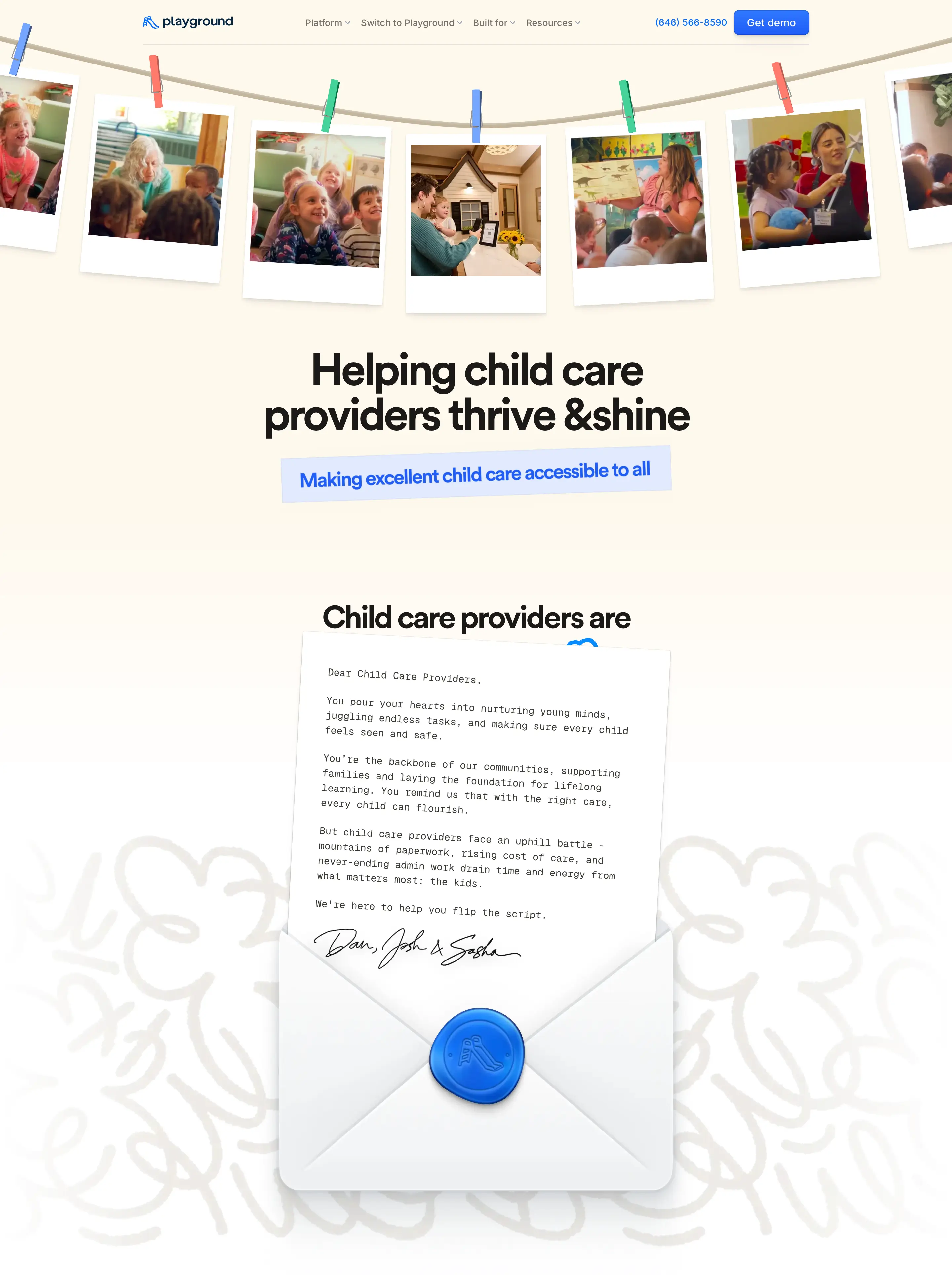 Playground Childcare Providers Hero Design