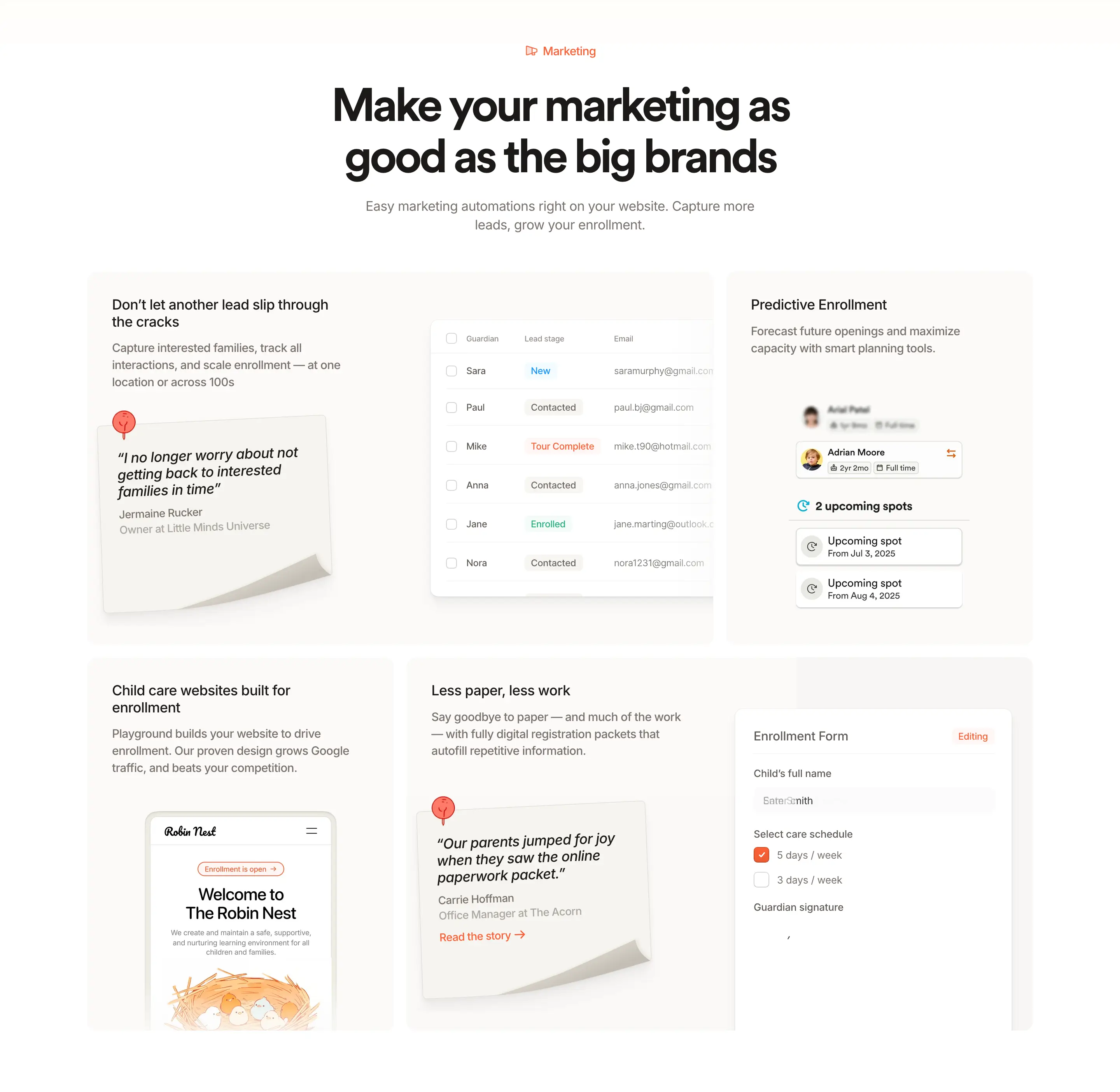 Playground Marketing Feature Design