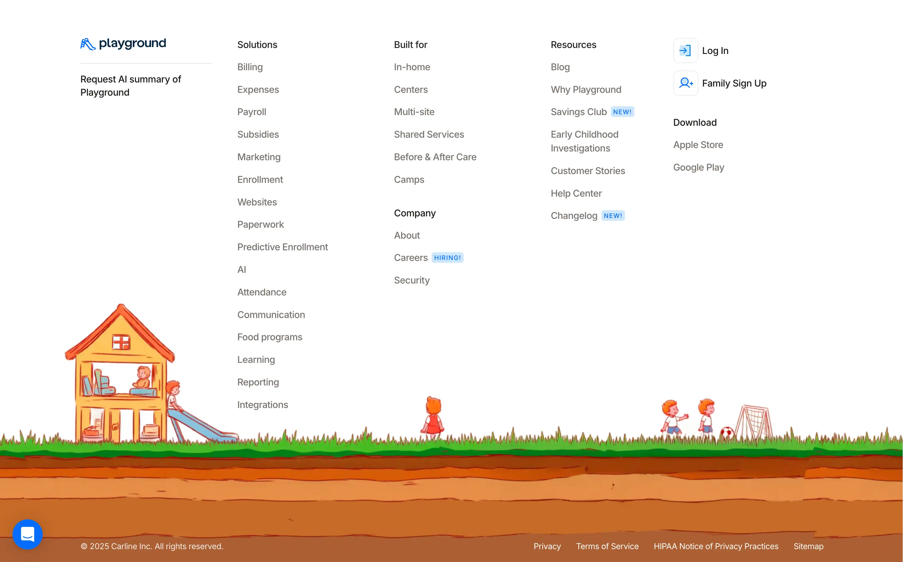 Playground Site Navigation Footer Design