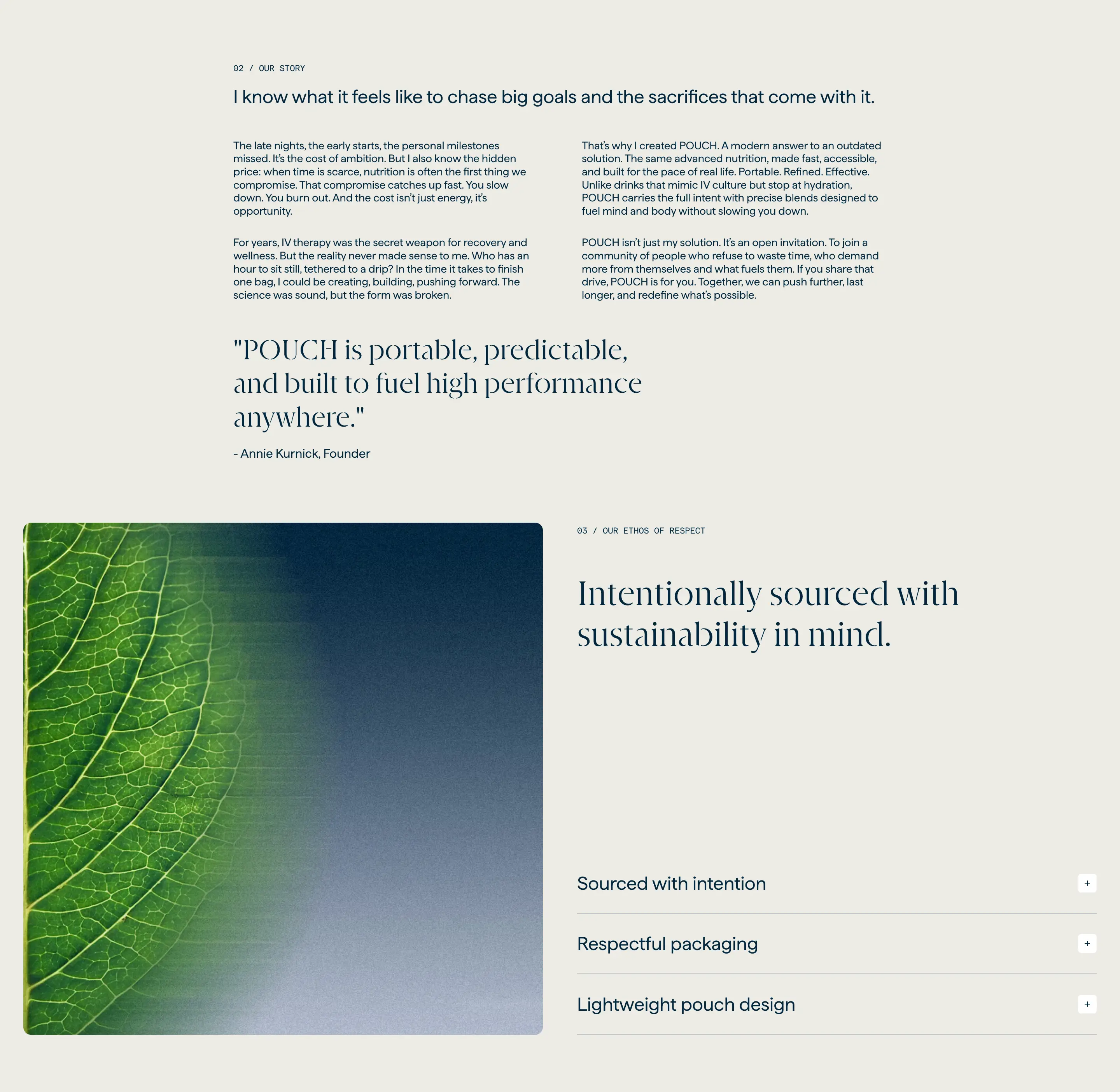 Pouch Founder Story Feature Design