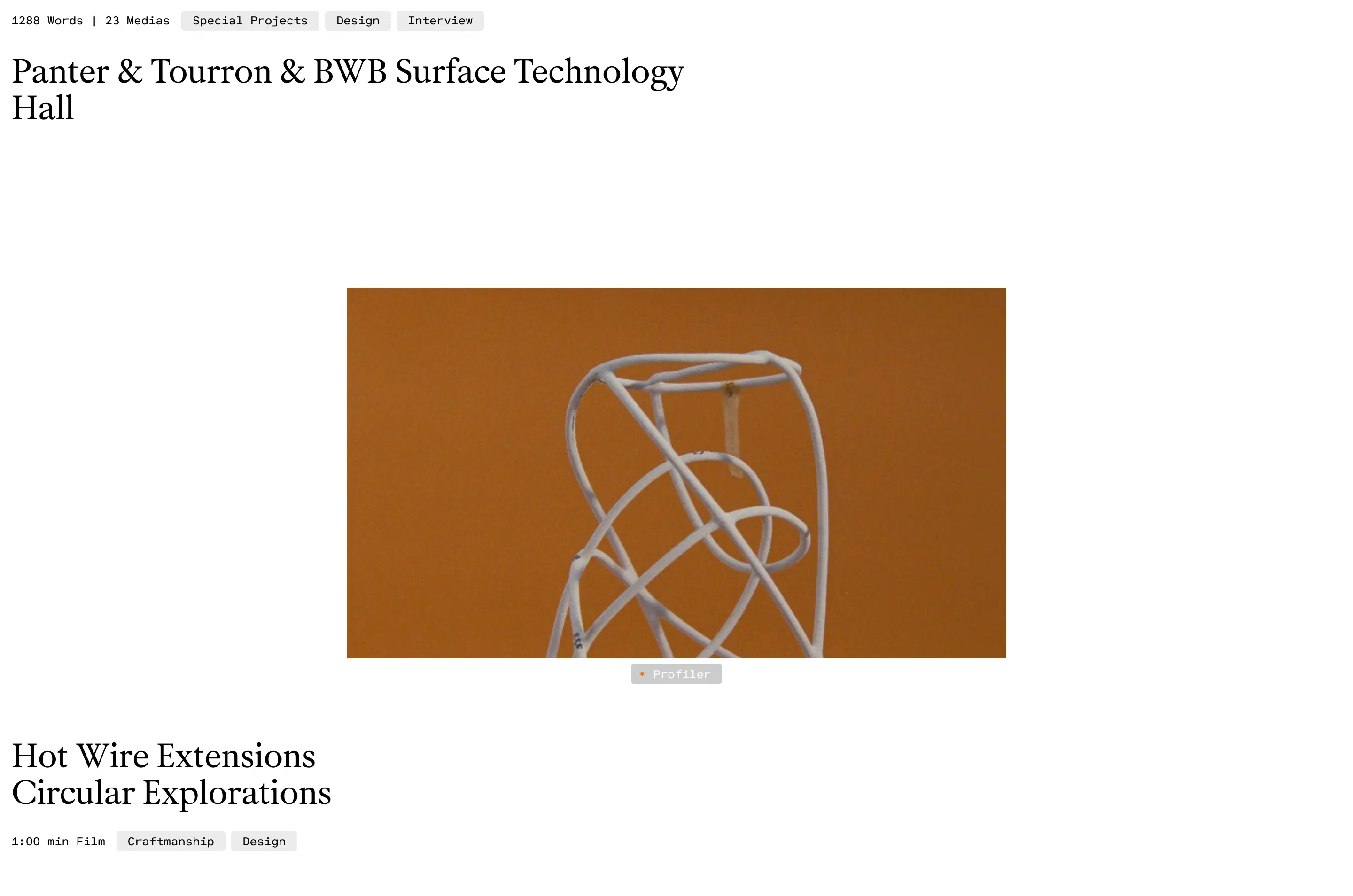 Profiler Project Detail Article Header Design