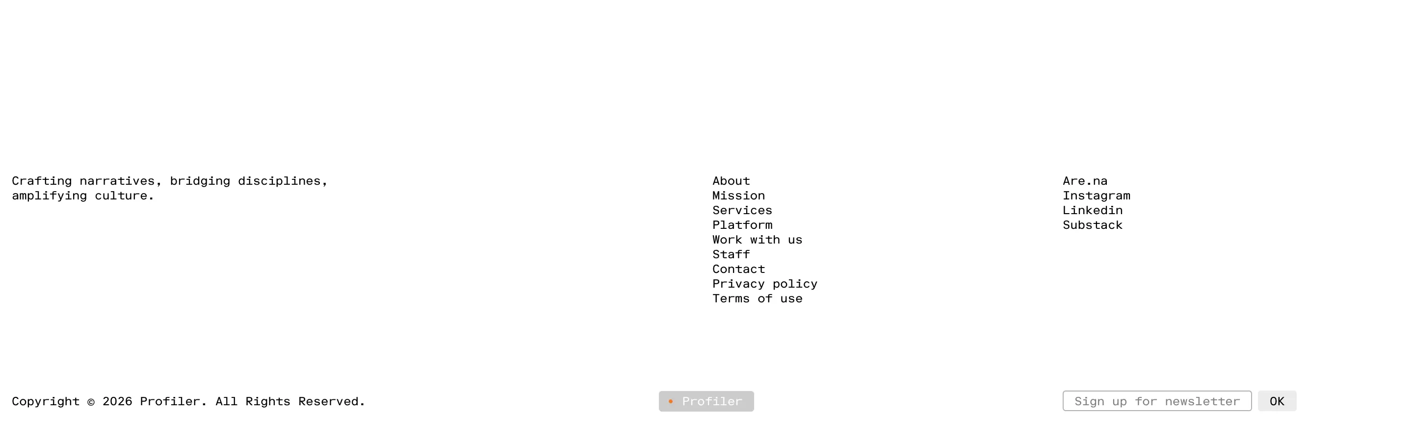 Profiler Site Navigation Footer Bar Design
