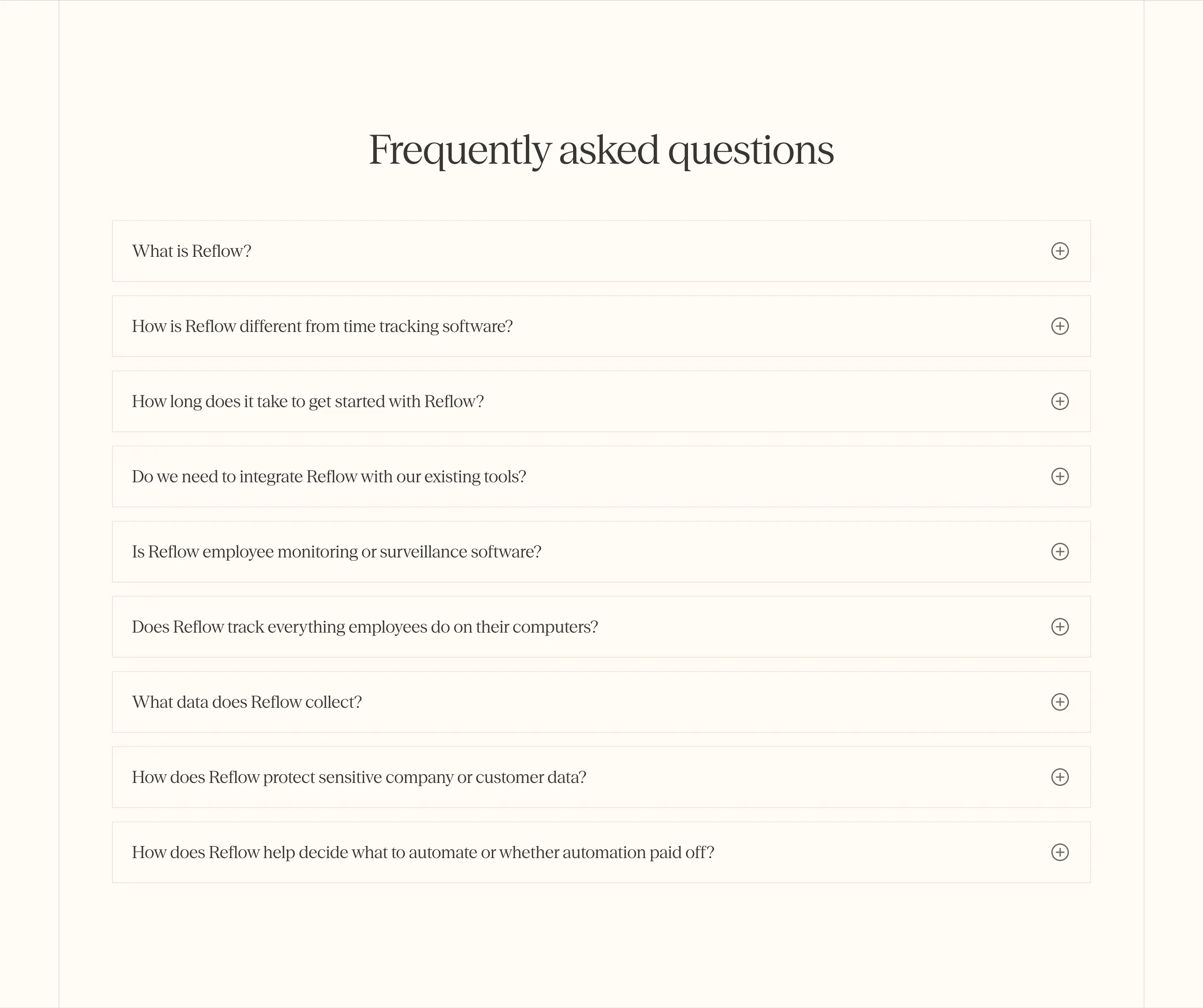 Reflow Support FAQ Design