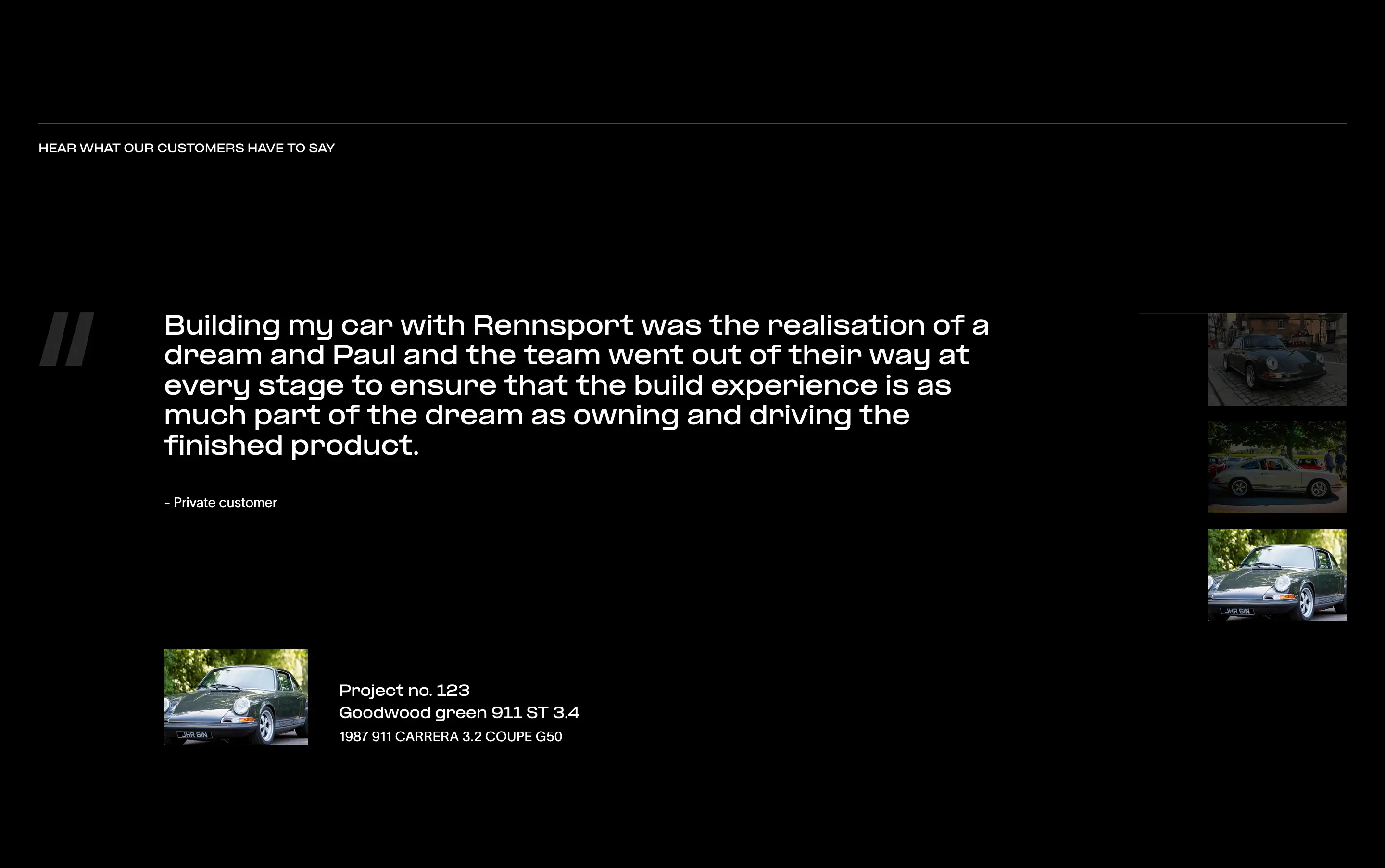 Rennsport Customer Testimonial Design