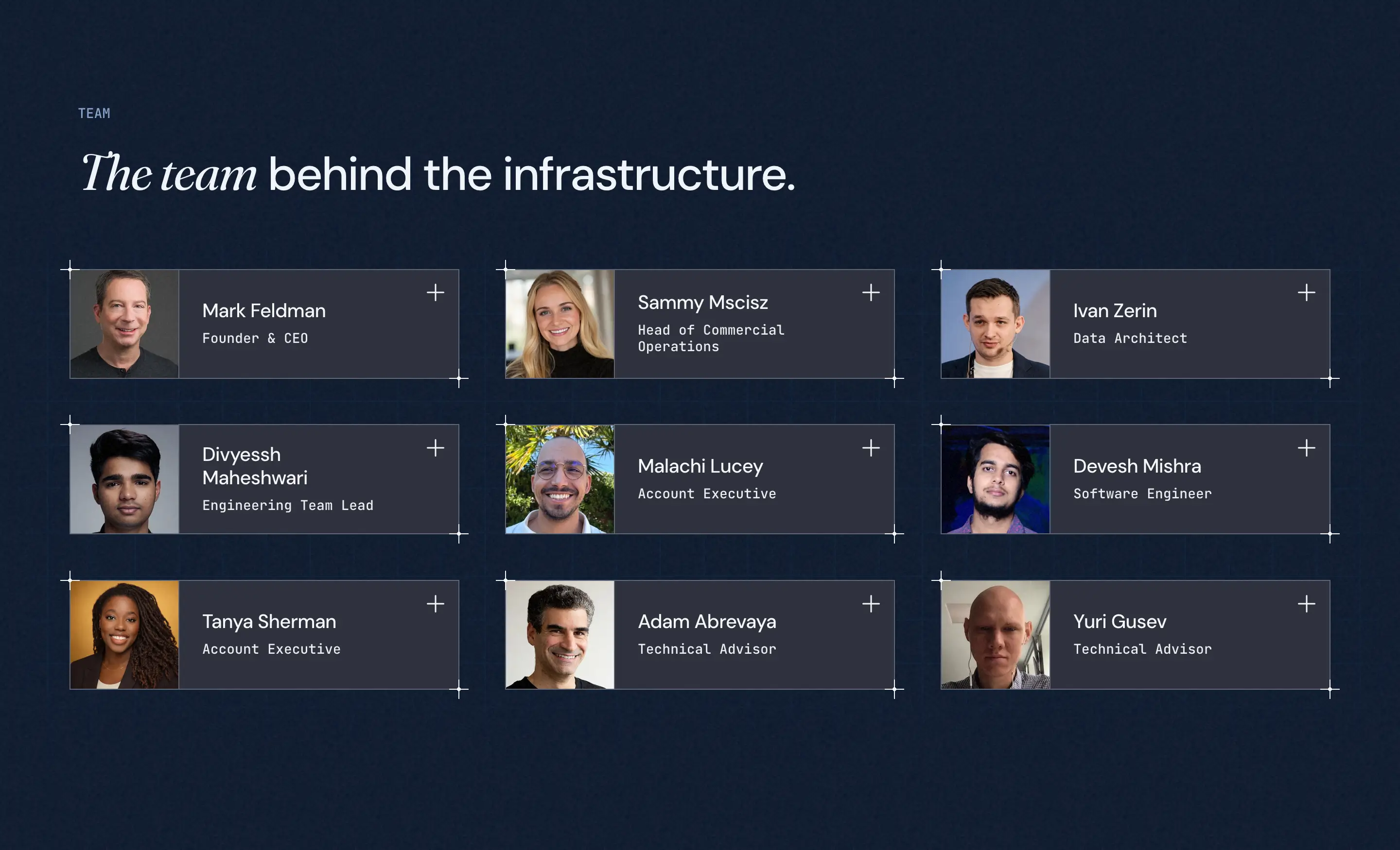 RevenueBase Team Members Directory Grid Design