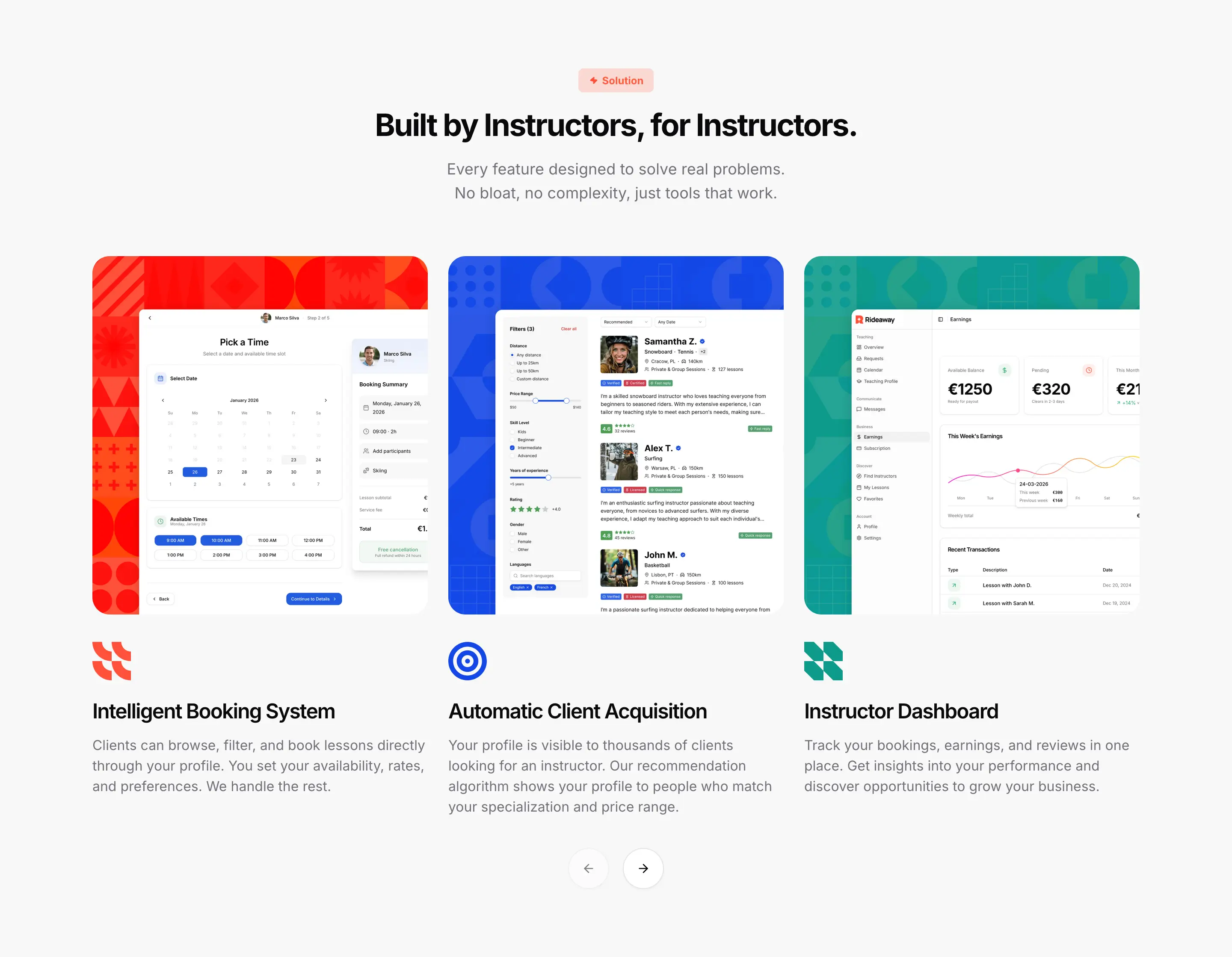 Rideaway Instructor Feature Design