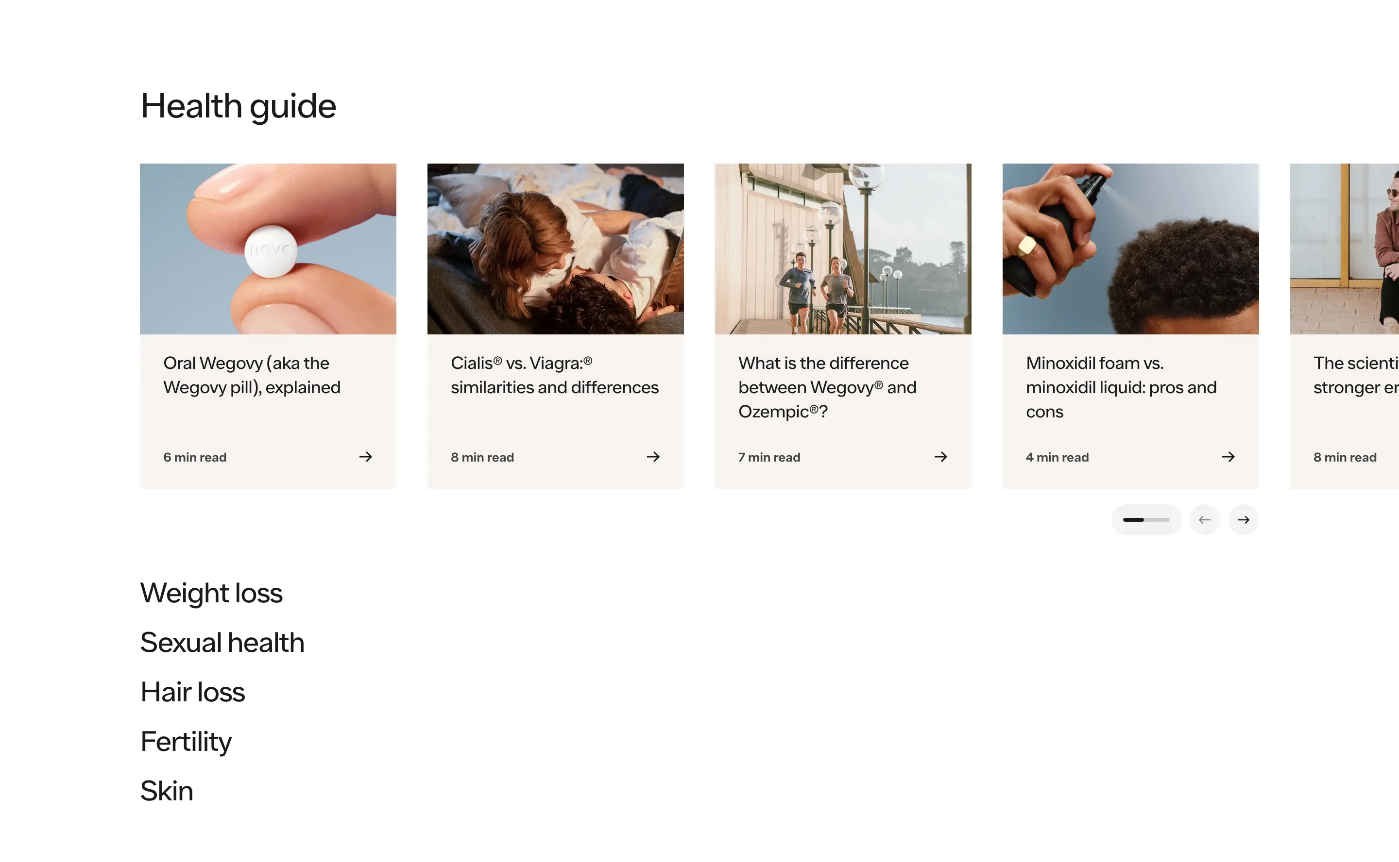 Ro Health Blog Carousel Design