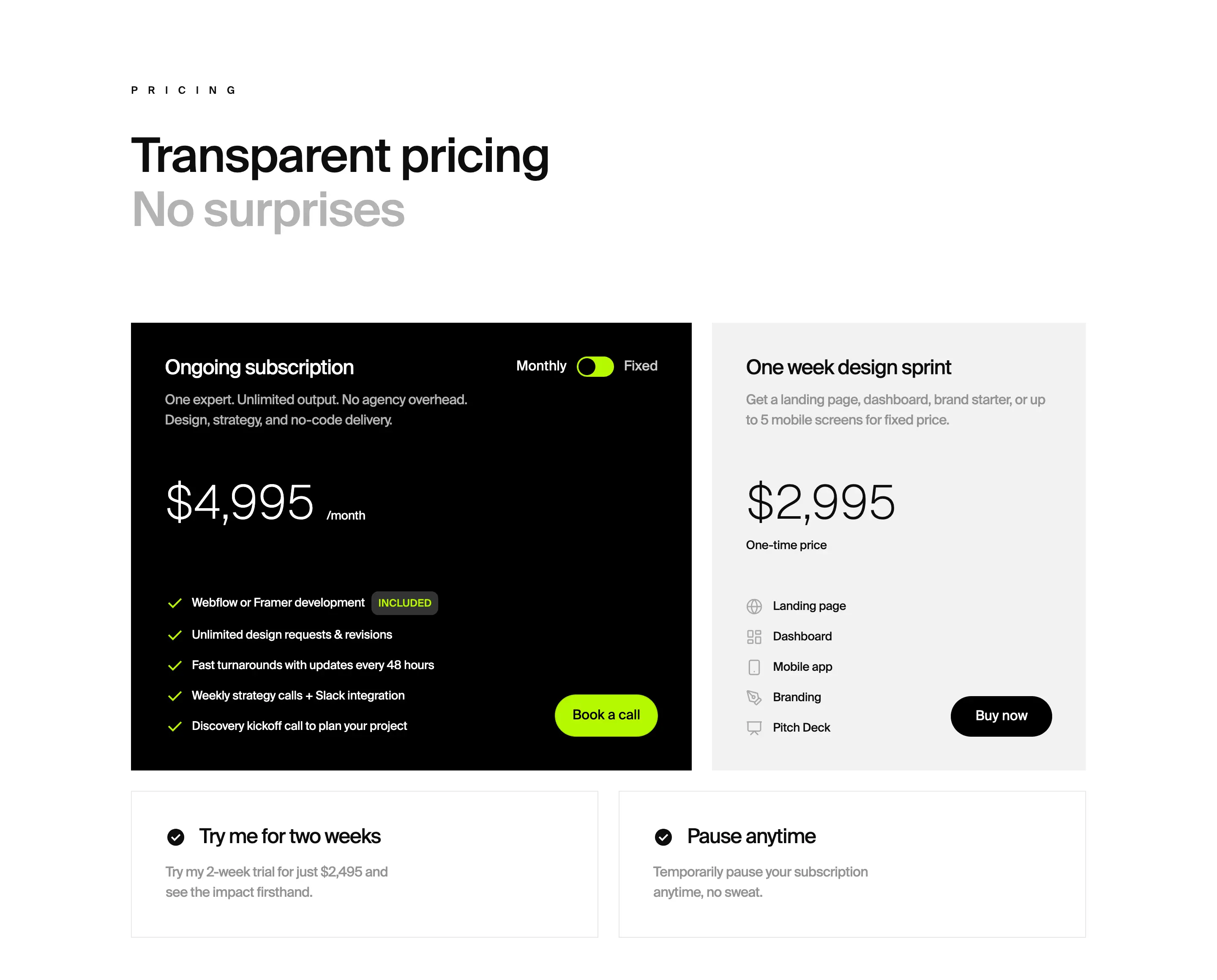 Robin Service Pricing Design