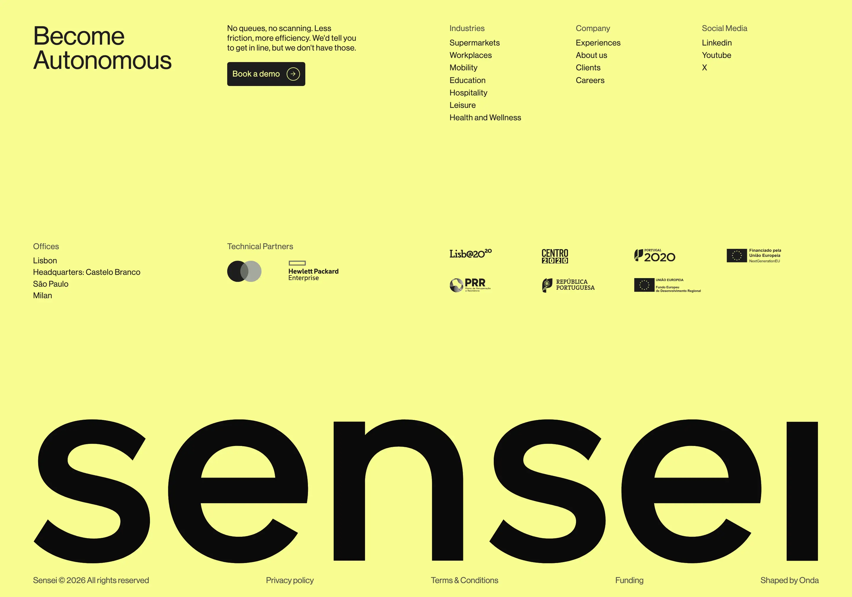 Sensei Footer Links Information Grid Design