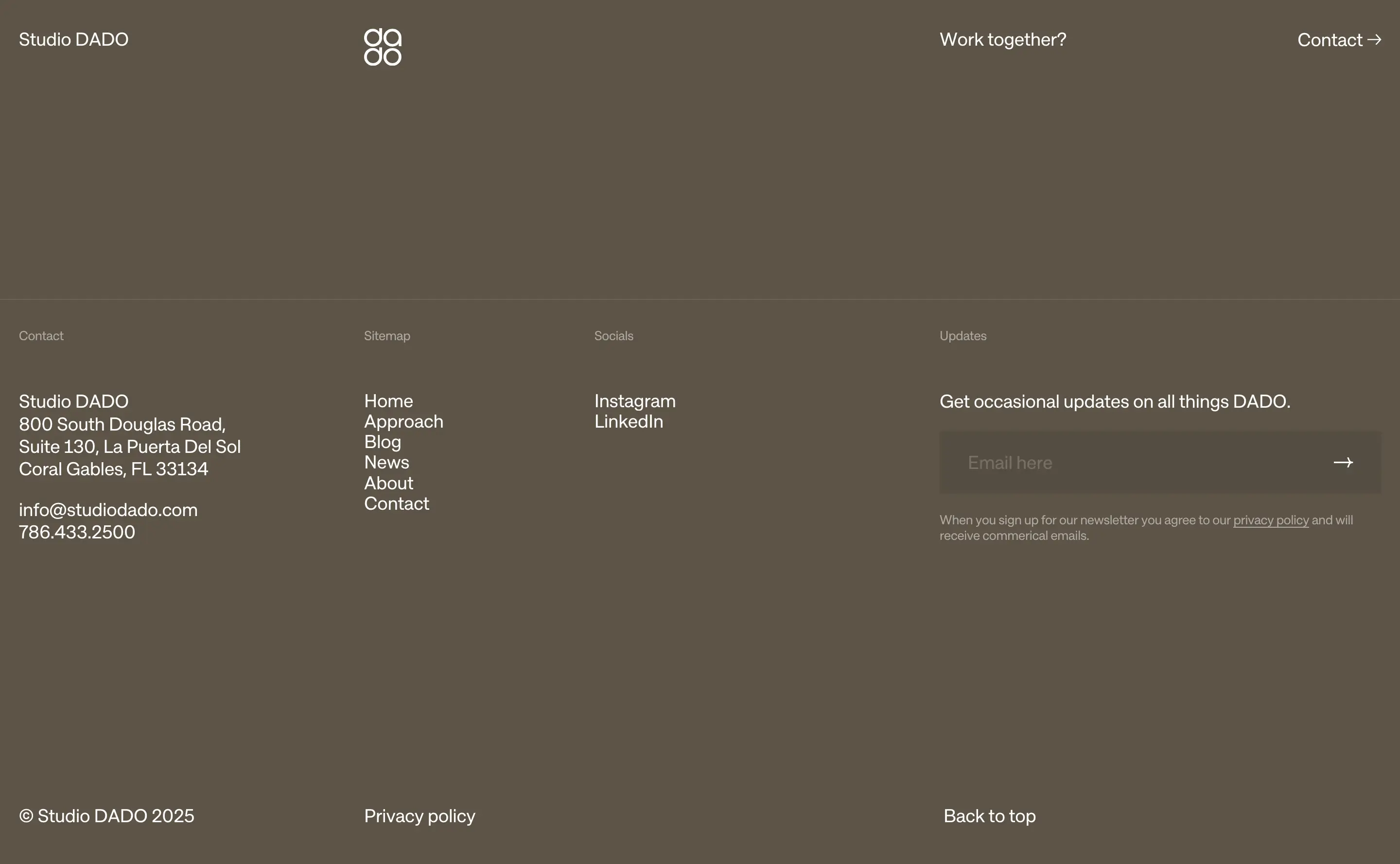 Studio Dado Company Footer Design